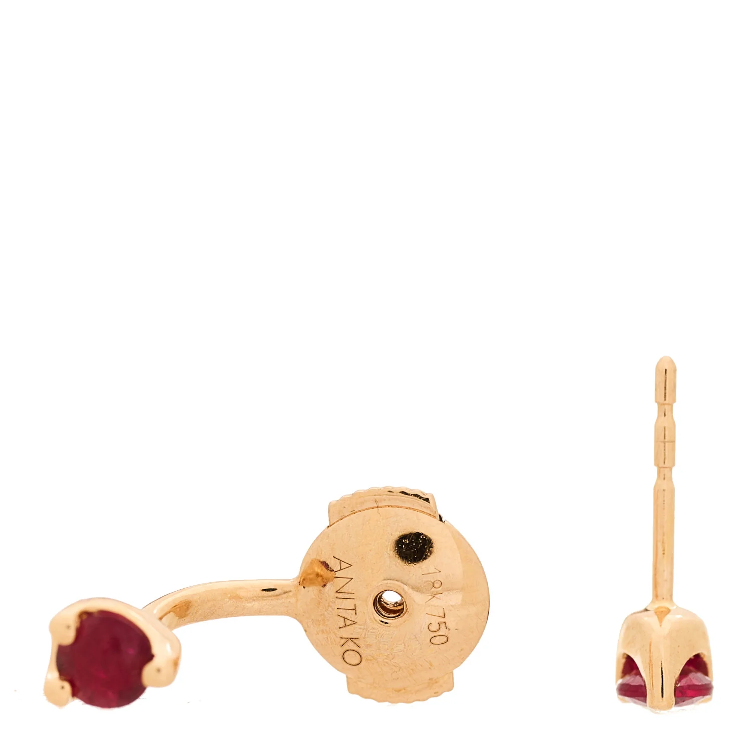 18K Rose Gold Ruby Orbit Earring - Image 4