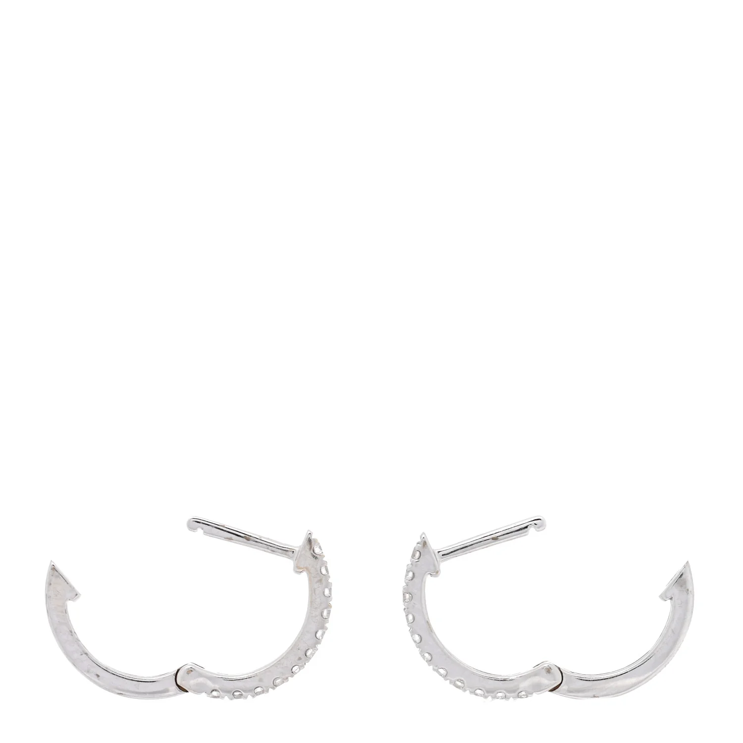 18K White Gold Diamond Small Huggie Earrings - Image 3