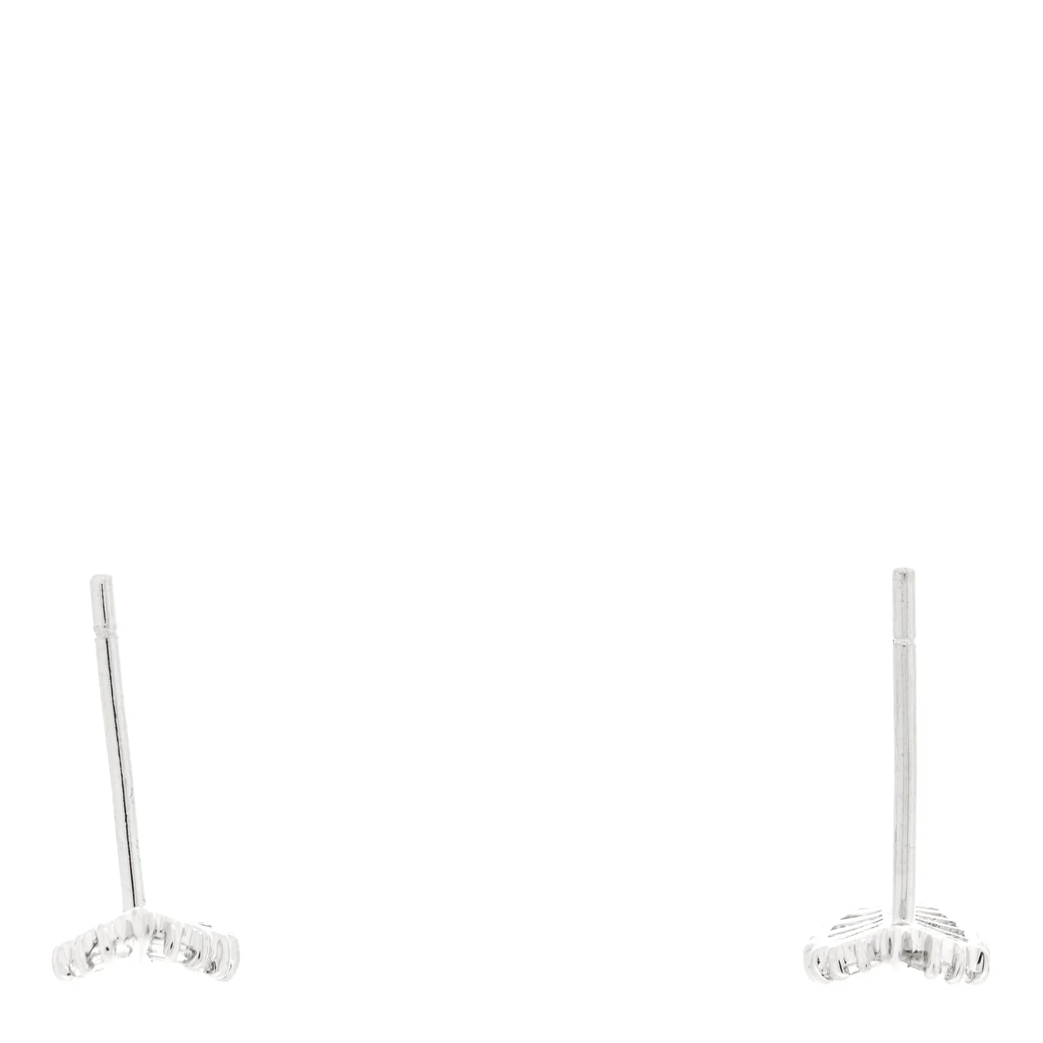18K White Gold Diamond Small Palm Leaf Earrings - Image 3