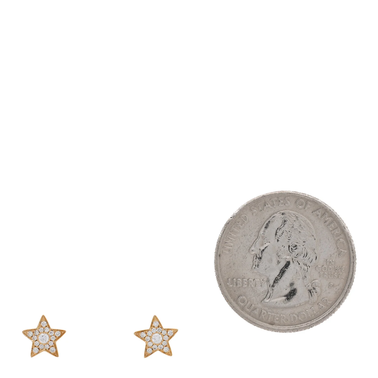 18K Yellow Gold Diamond Small Star Stud Earrings - Image 2