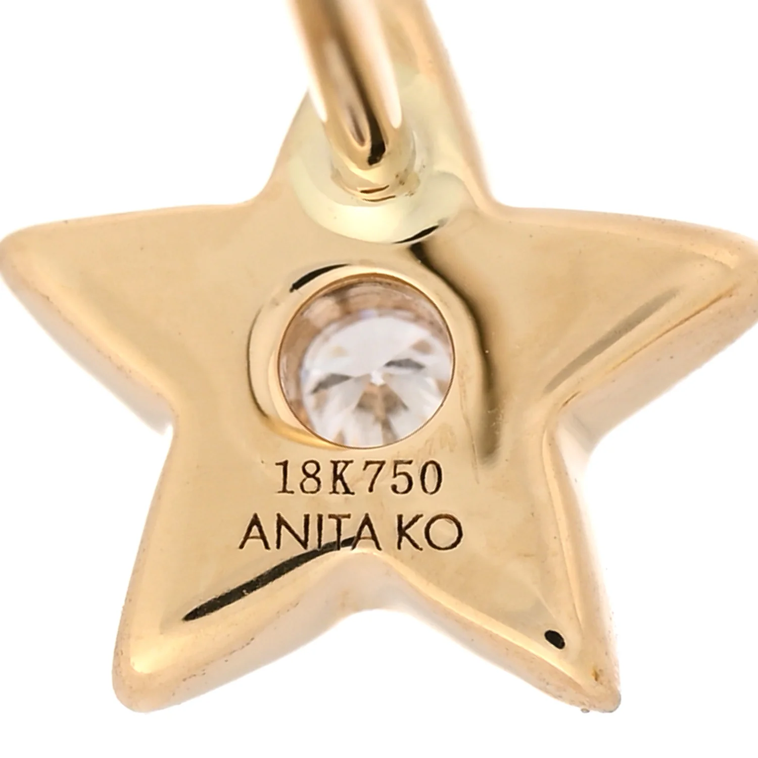 18K Yellow Gold Diamond Small Star Stud Earrings - Image 4