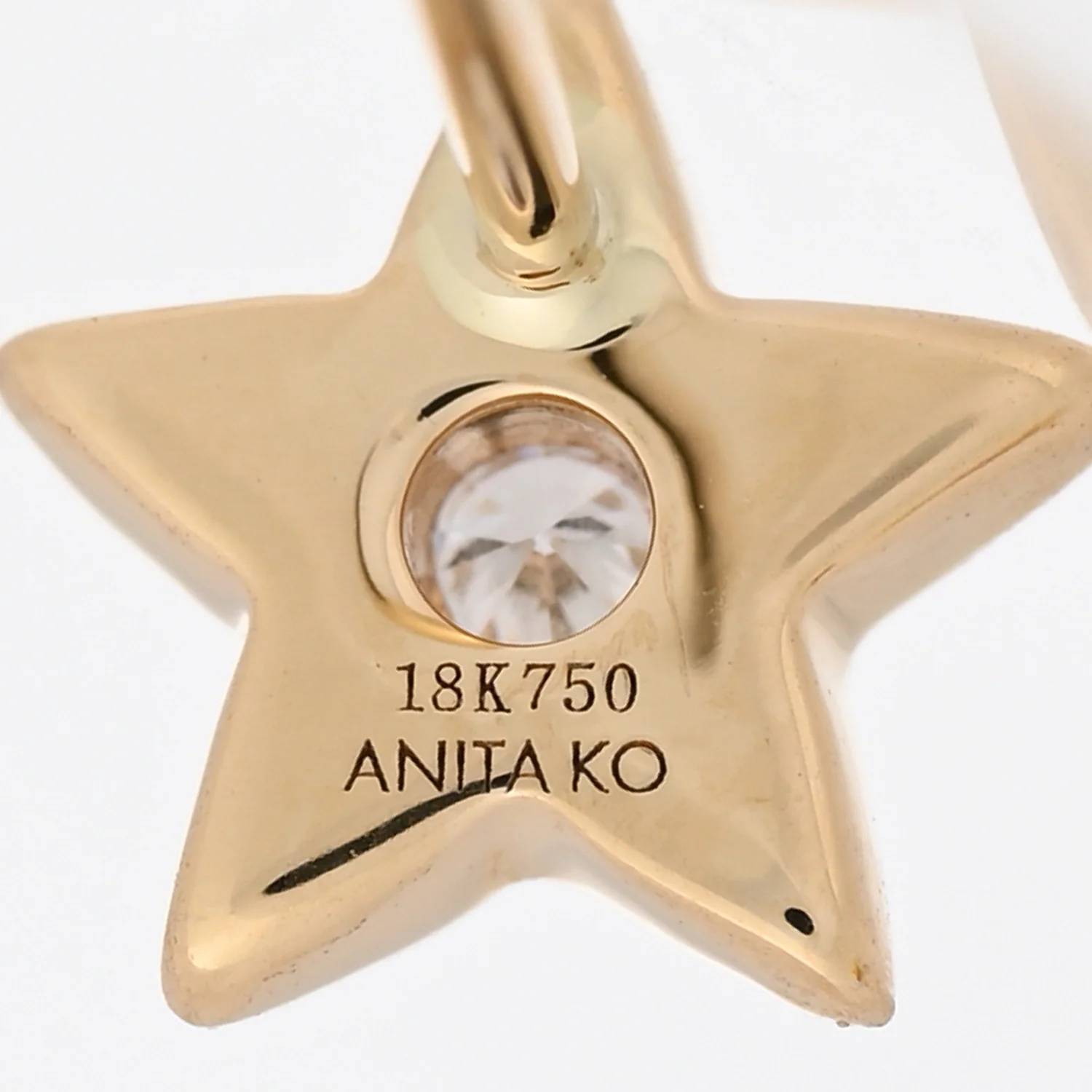 18K Yellow Gold Diamond Small Star Stud Earrings - Image 5