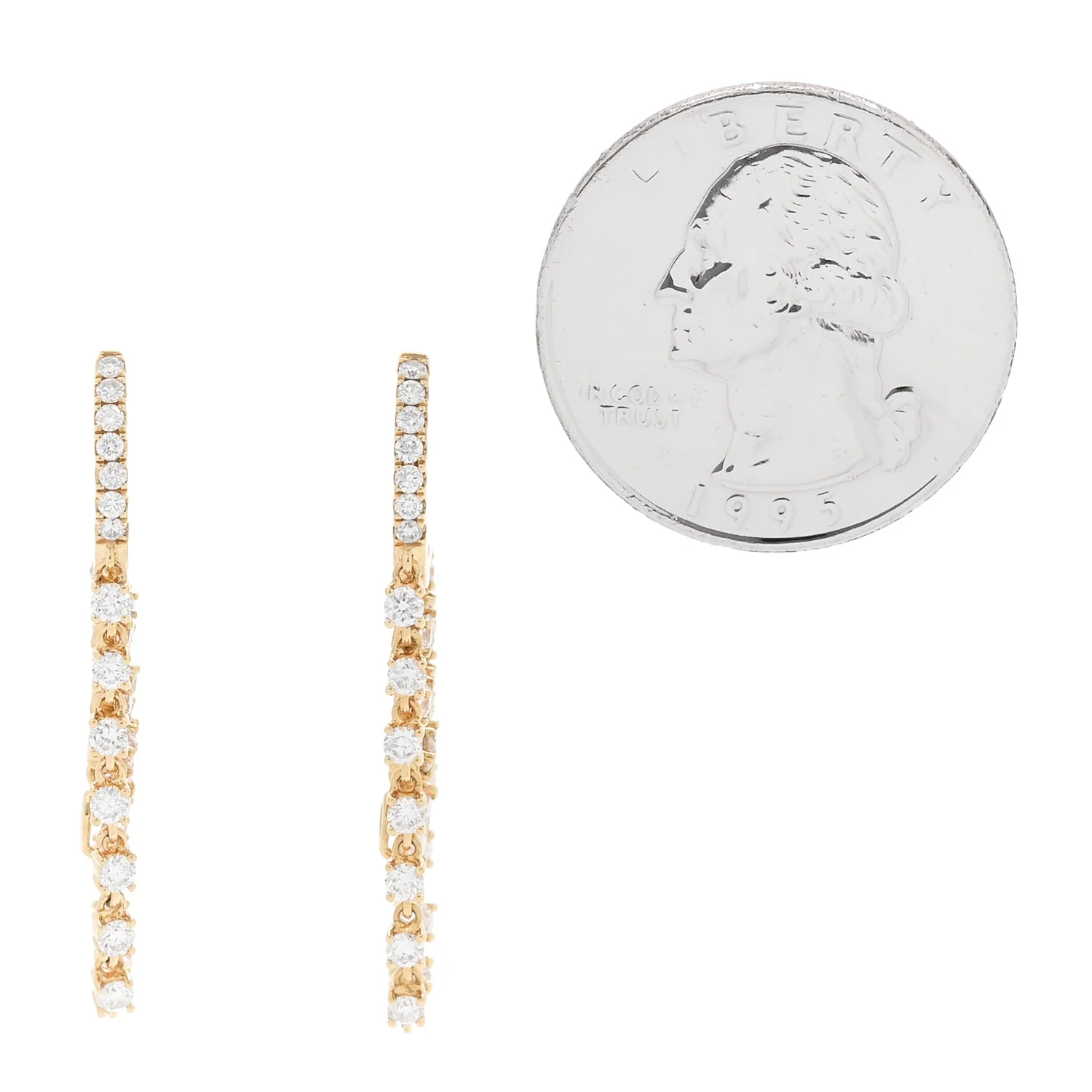 18K Yellow Gold Diamond Sophia Huggie Earrings - Image 2