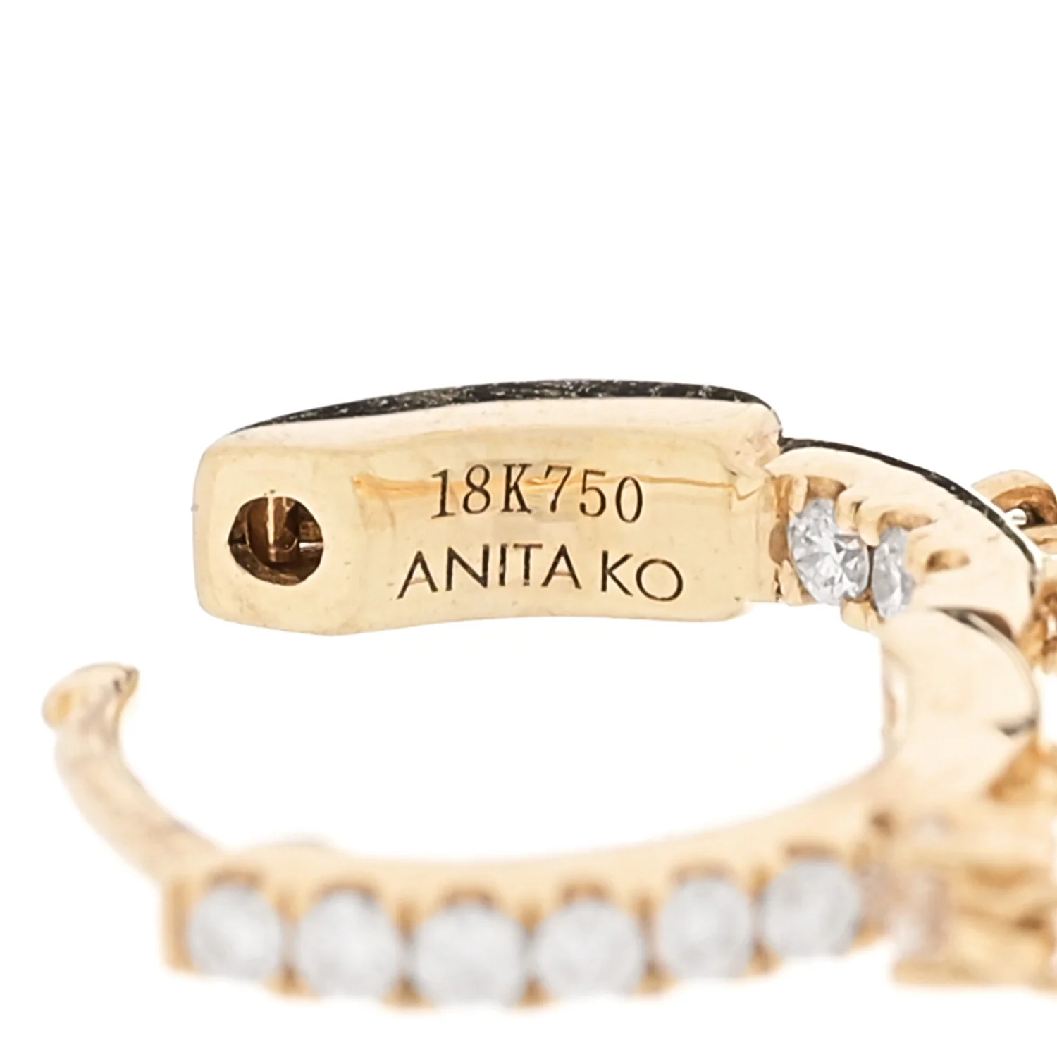 18K Yellow Gold Diamond Sophia Huggie Earrings - Image 4
