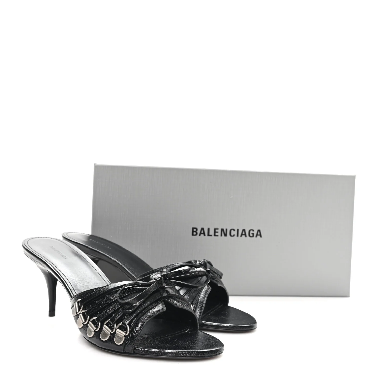 Agneau Arena Cagole Bow 70mm Sandals 38 Black - Image 10