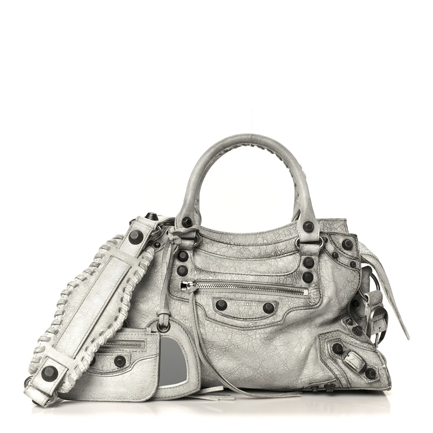 Agneau Arena Dirty Effect Arena Small Neo Cagole City Handbag Optic White - Image 3