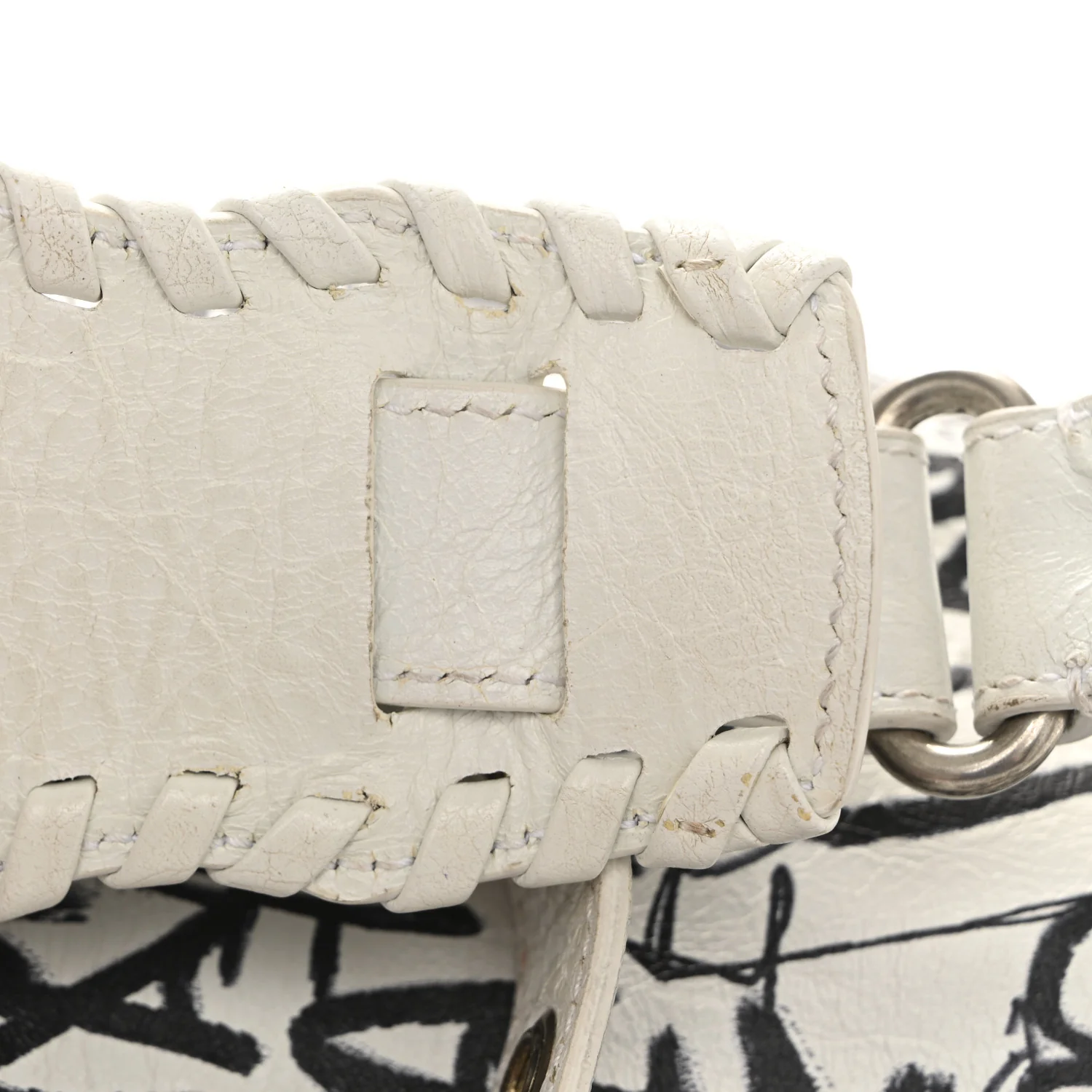 Agneau Arena Graffiti Le Cagole Shoulder Bag XS White Black - Image 14