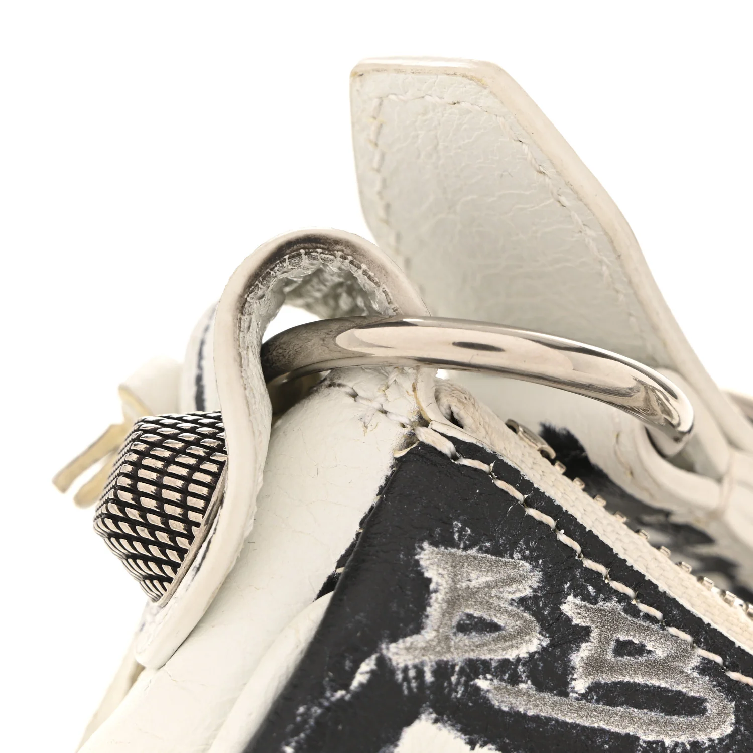 Agneau Arena Graffiti Le Cagole Shoulder Bag XS White Black - Image 15