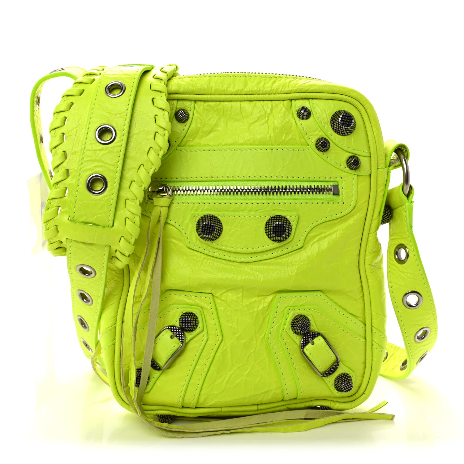 Agneau Arena Le Cagole Crossbody Bag Fluo Yellow