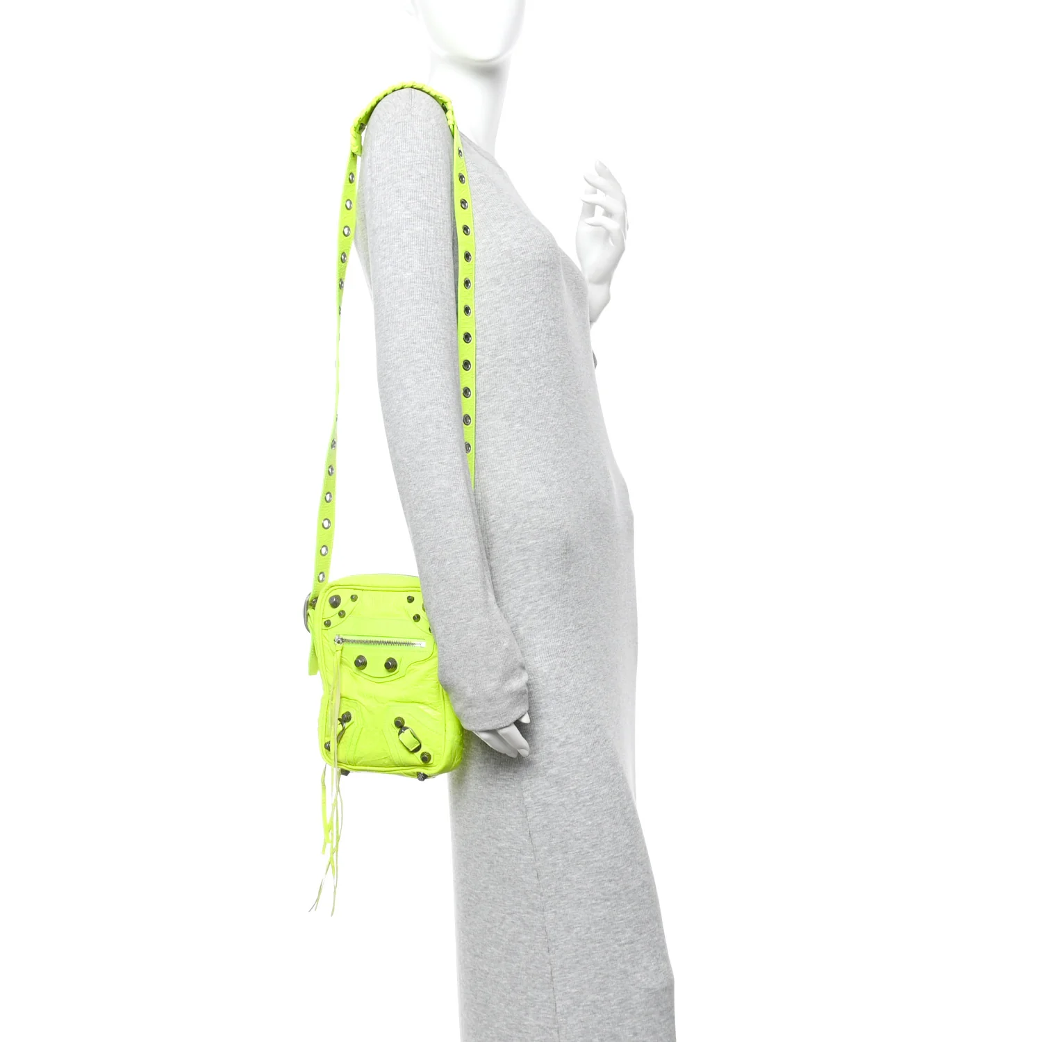 Agneau Arena Le Cagole Crossbody Bag Fluo Yellow - Image 2