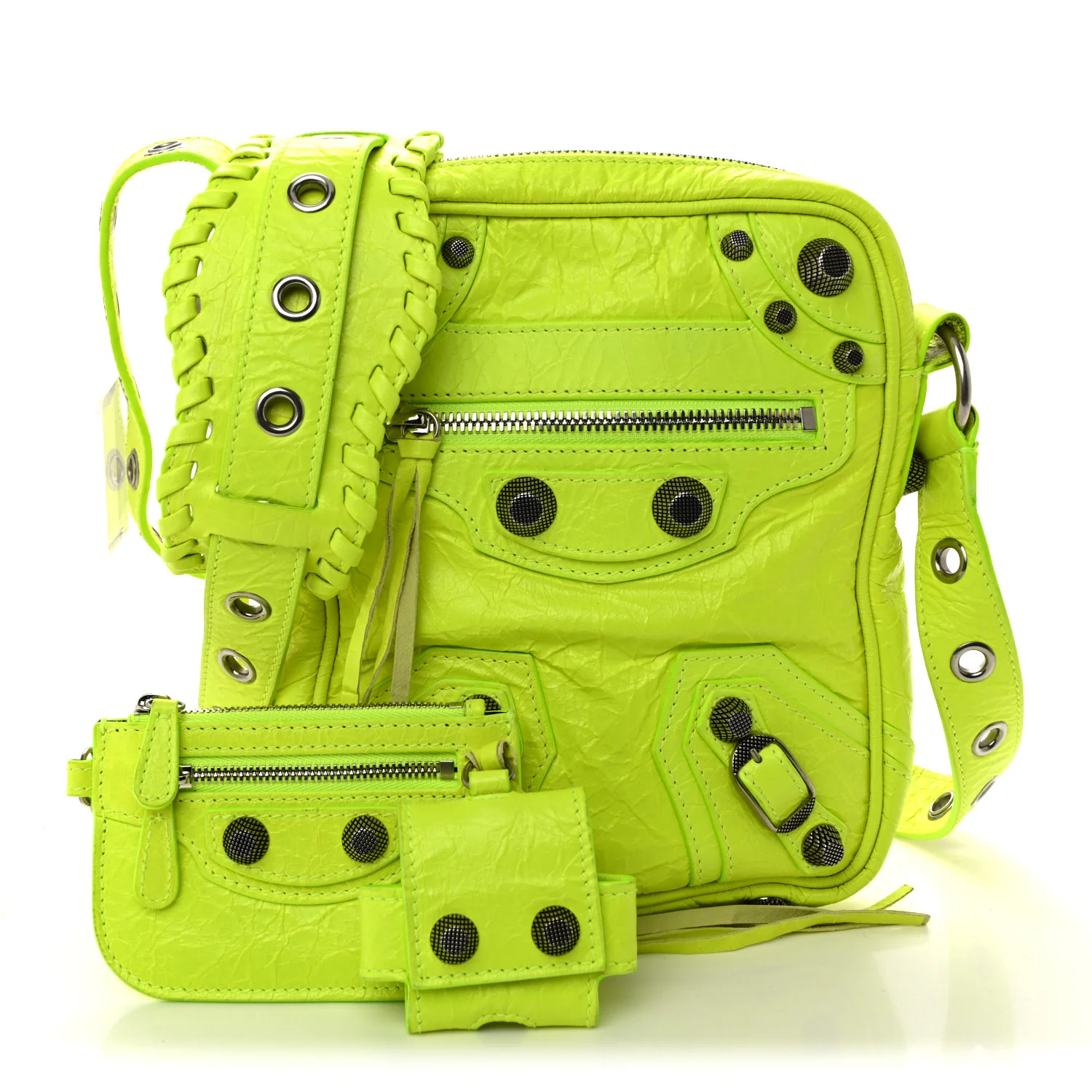 Agneau Arena Le Cagole Crossbody Bag Fluo Yellow - Image 3