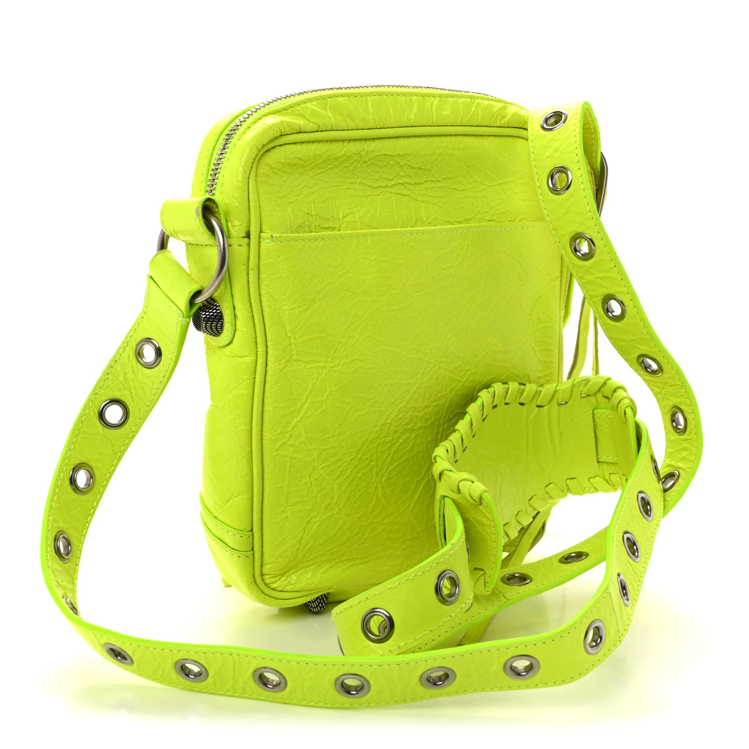 Agneau Arena Le Cagole Crossbody Bag Fluo Yellow - Image 4