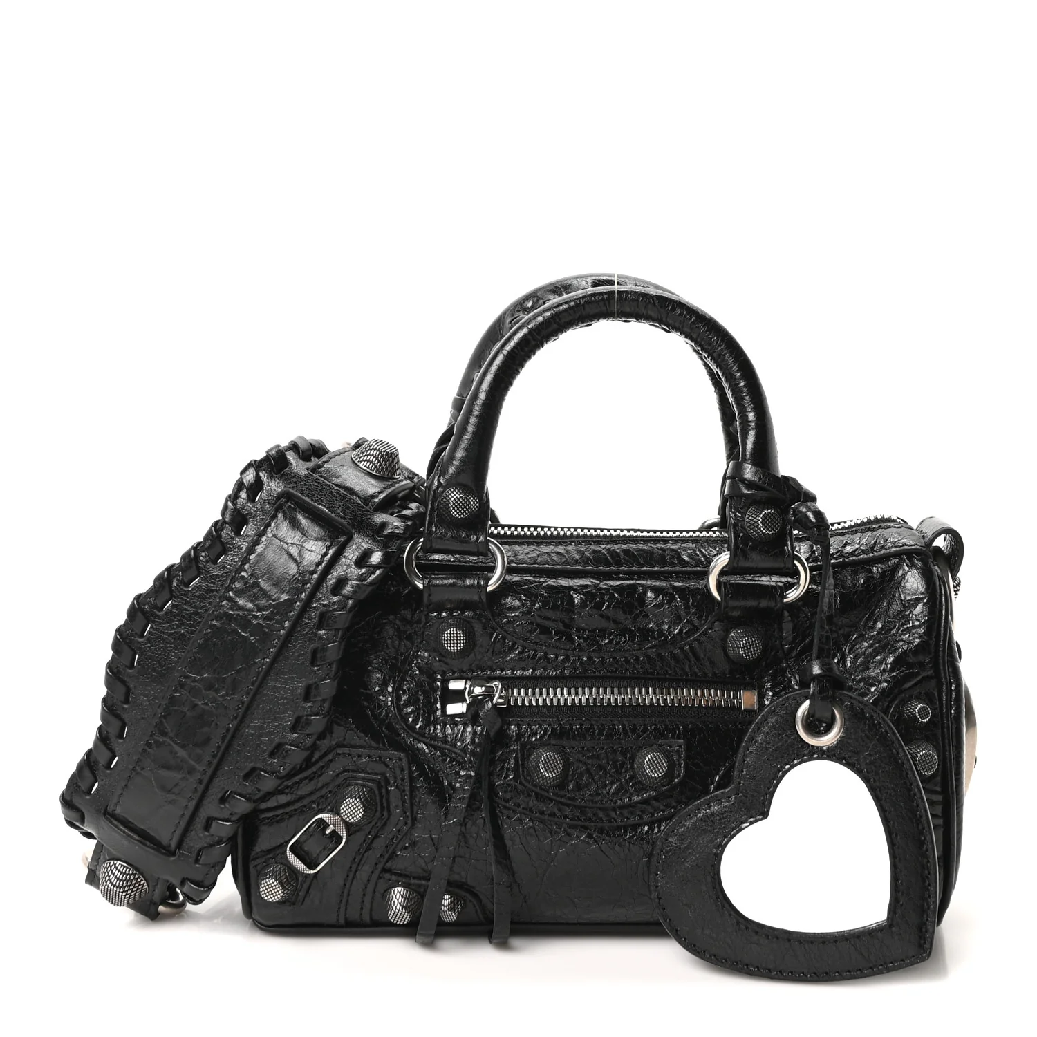 Agneau Arena Mini Le Cagole Duffle Crossbody Bag Black - Image 3