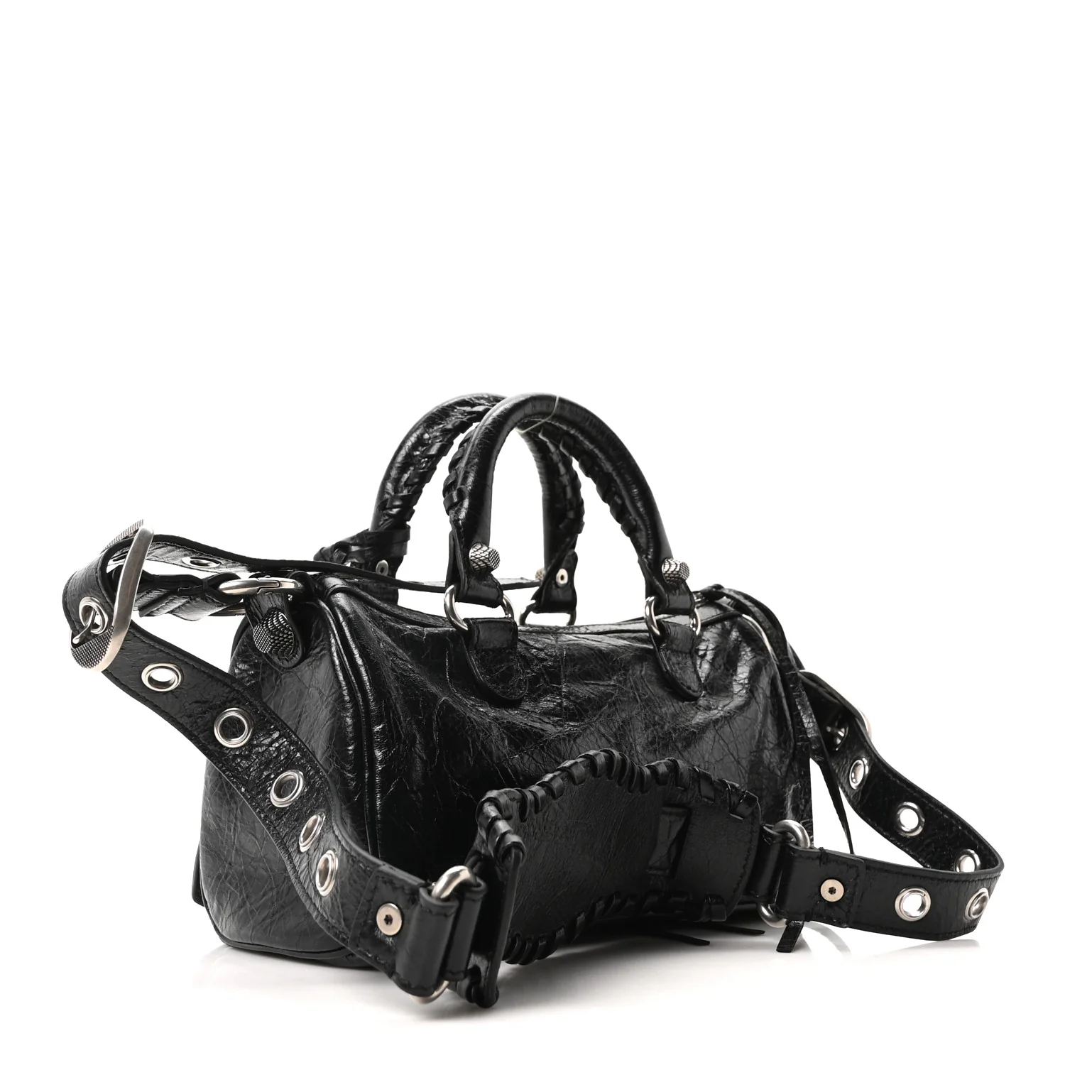 Agneau Arena Mini Le Cagole Duffle Crossbody Bag Black - Image 4