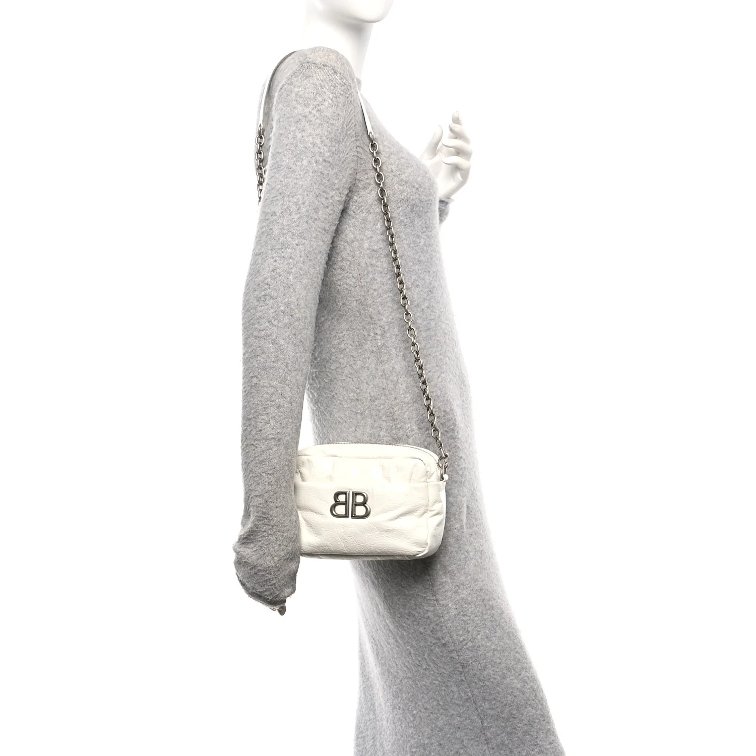 Agneau Arena XS Monaco Camera Shoulder Bag Optic White - Image 2