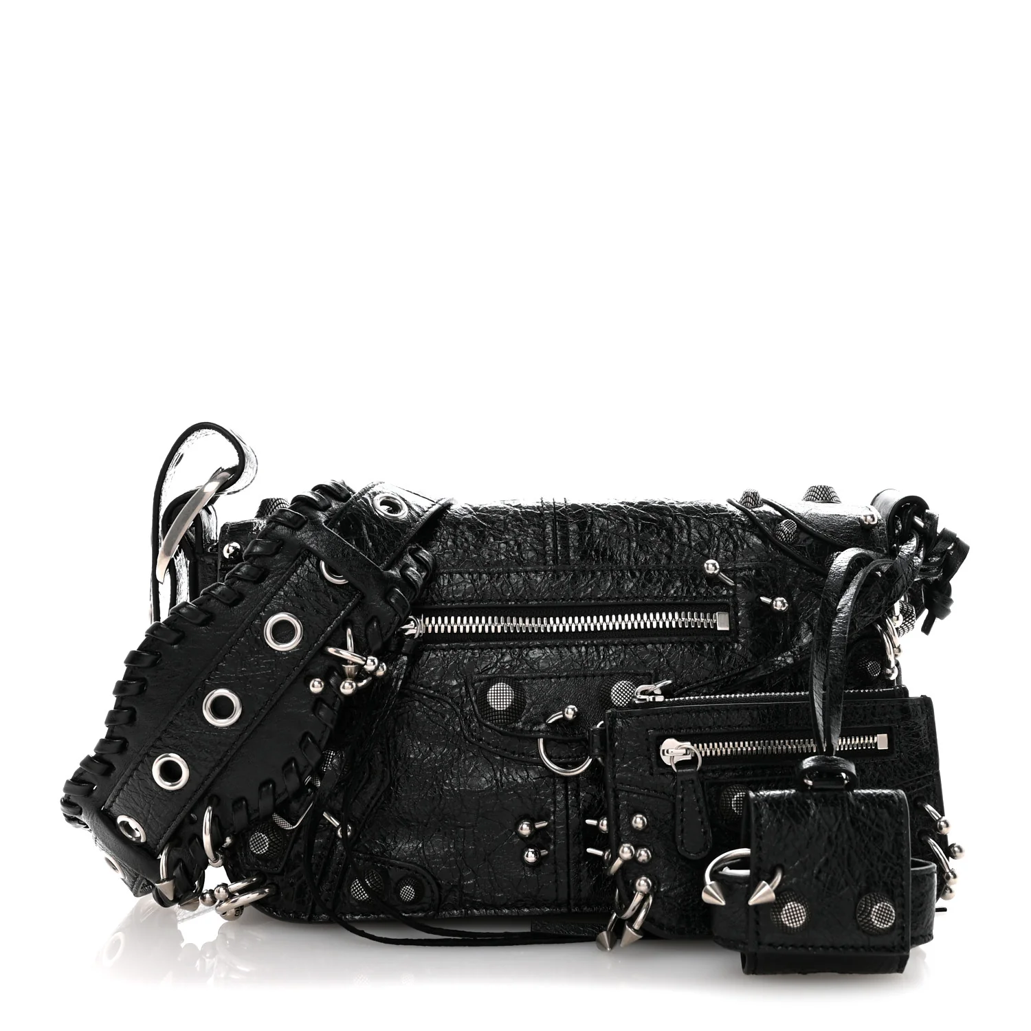 Agneau Arena XS Piercing Le Cagole Flap Bag Black - Image 4