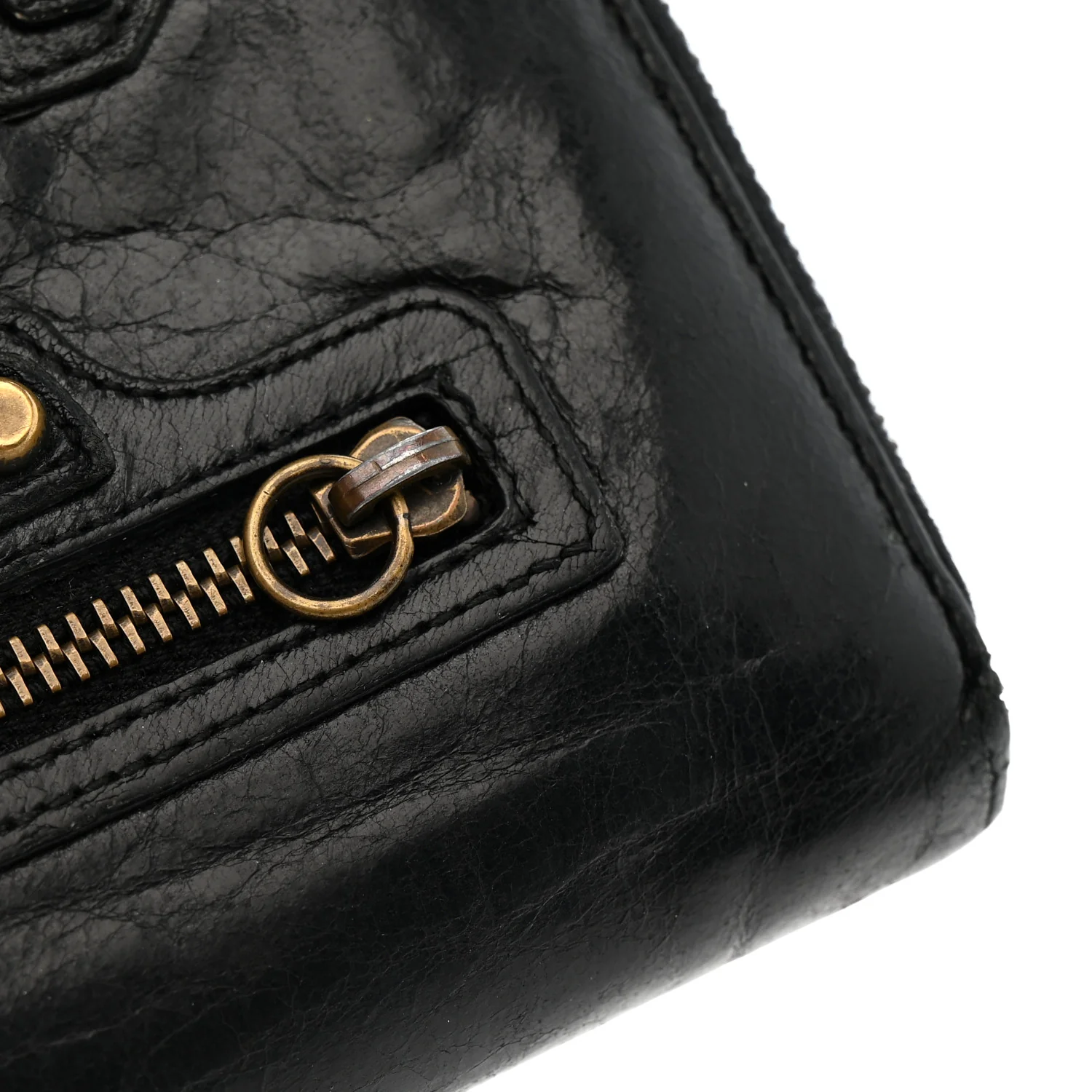 Agneau Classic Gold Hardware Compact Wallet Black - Image 10