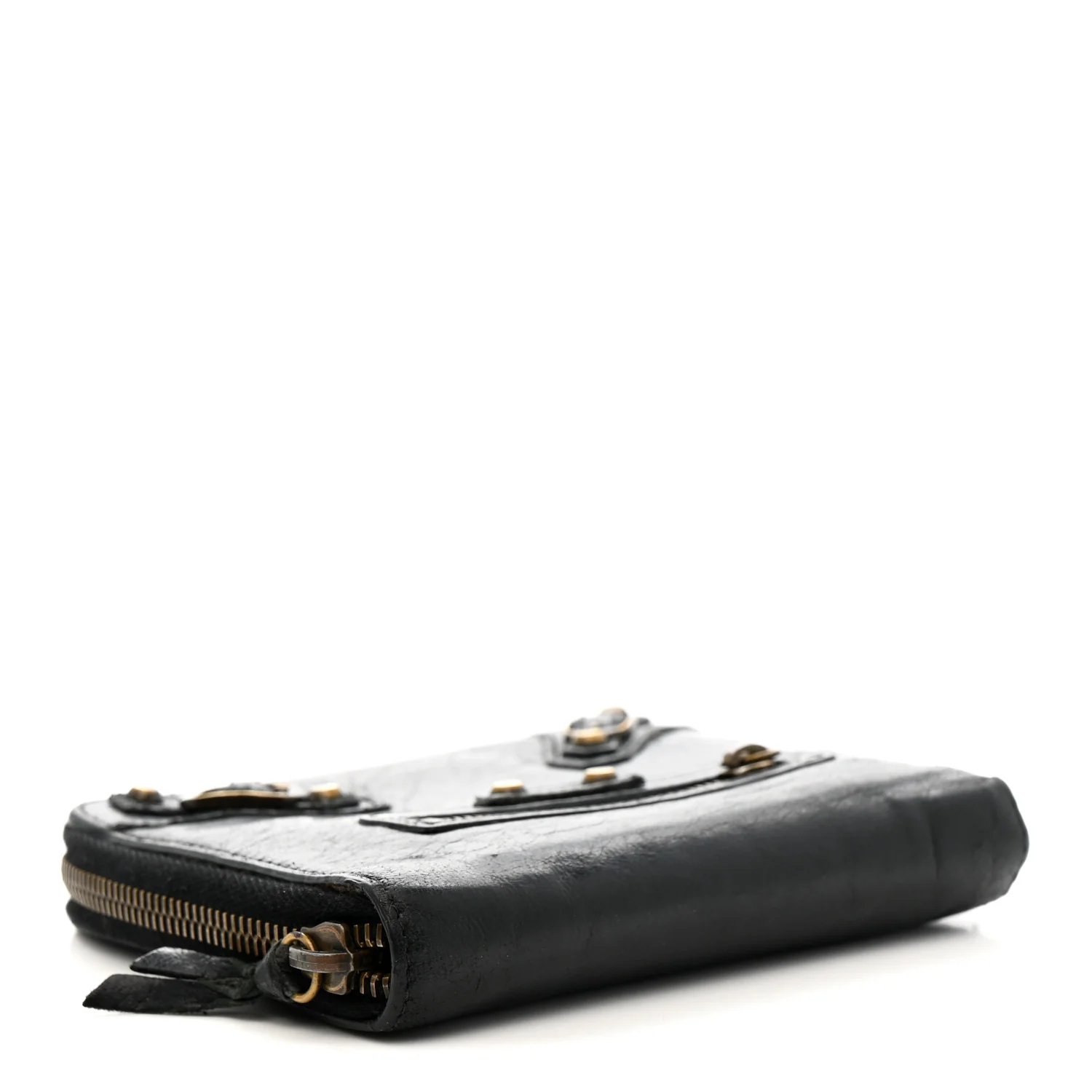 Agneau Classic Gold Hardware Compact Wallet Black - Image 4