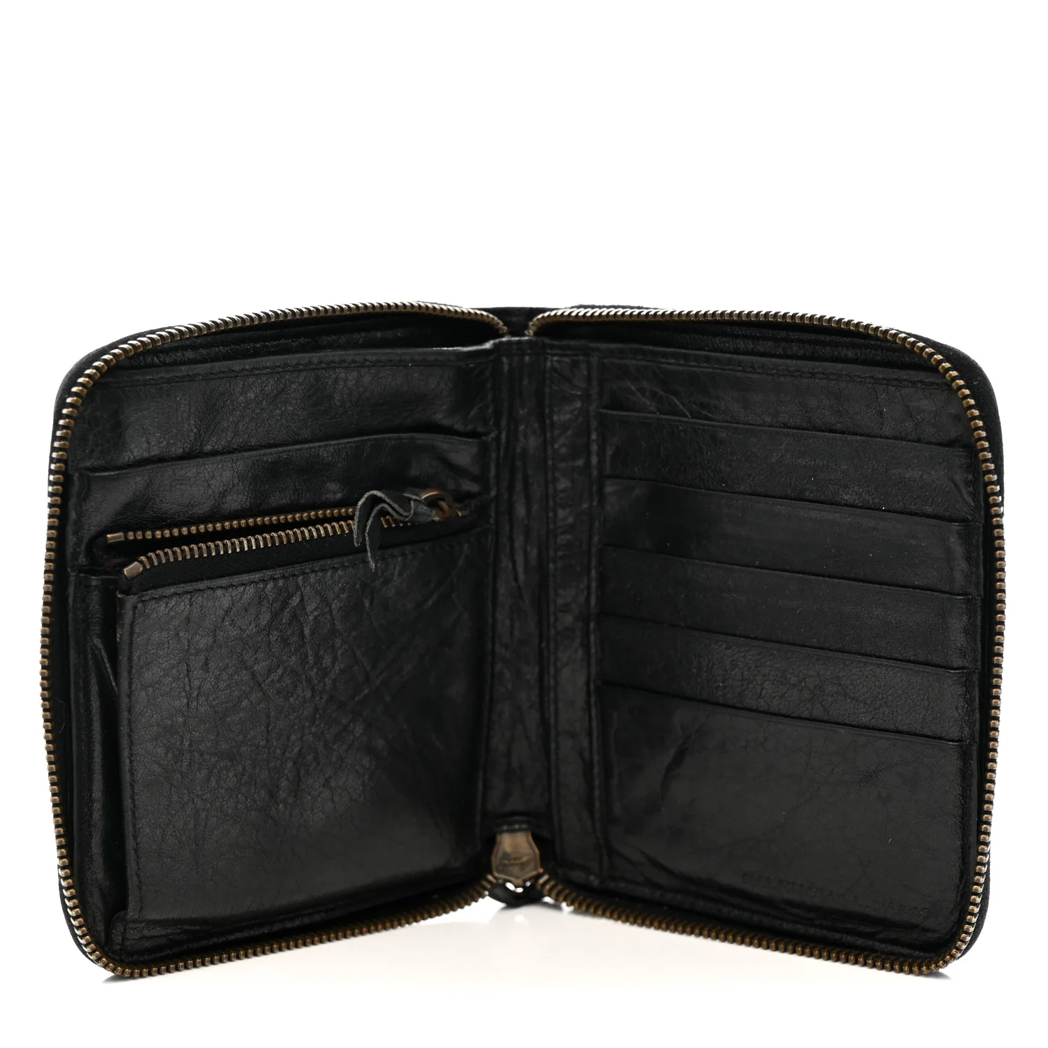 Agneau Classic Gold Hardware Compact Wallet Black - Image 5