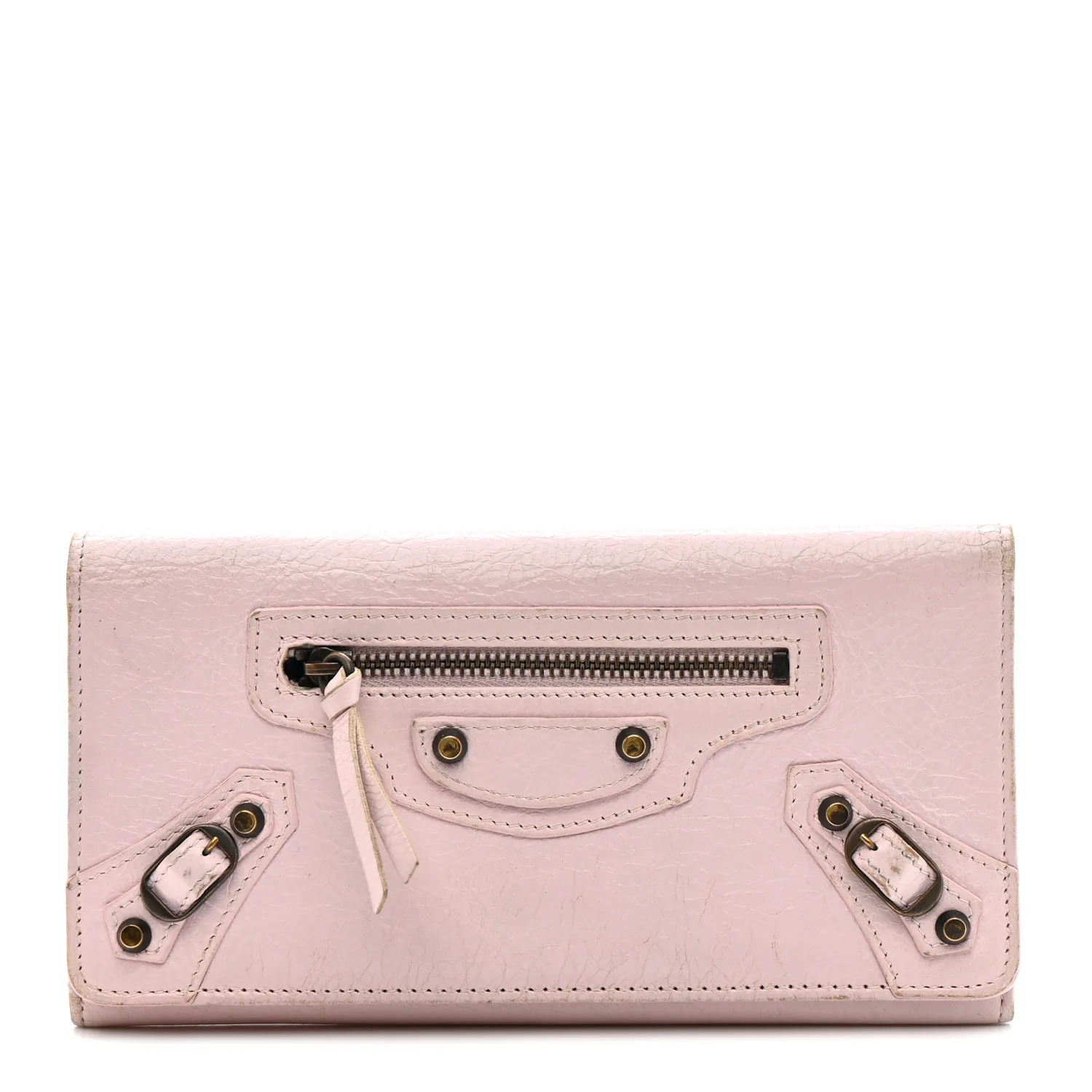 Agneau Classic Hardware Money Wallet Rose Poudre