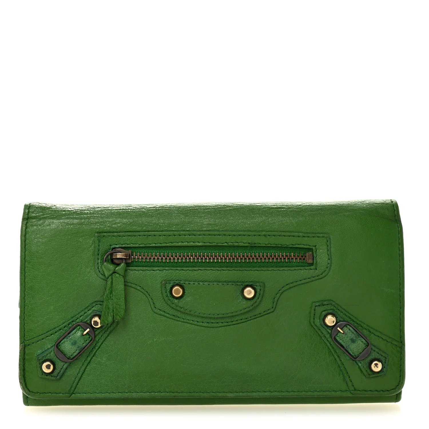 Agneau Classic Hardware Money Wallet Vert Poker