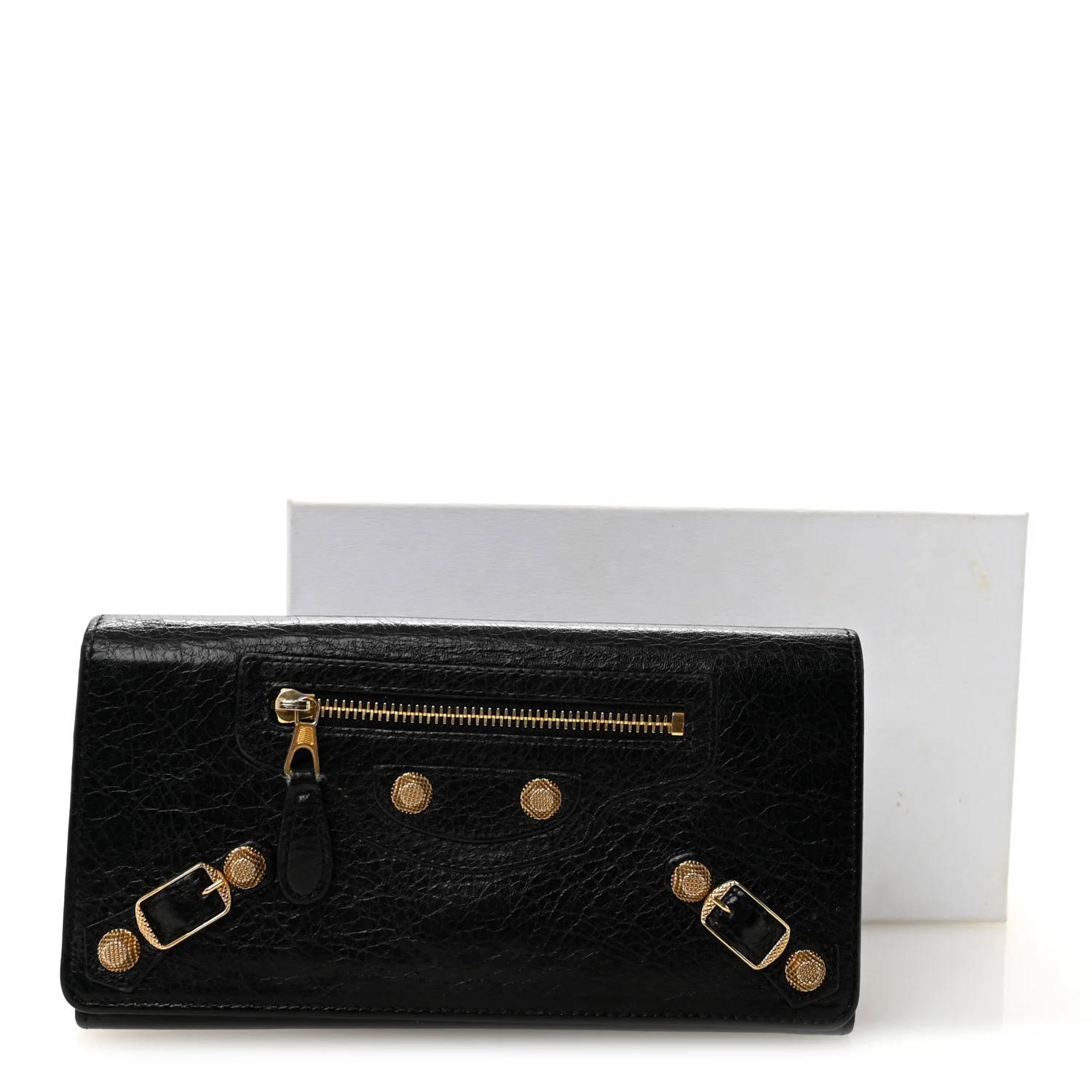 Agneau Giant 12 Gold Hardware Money Wallet Black - Image 6