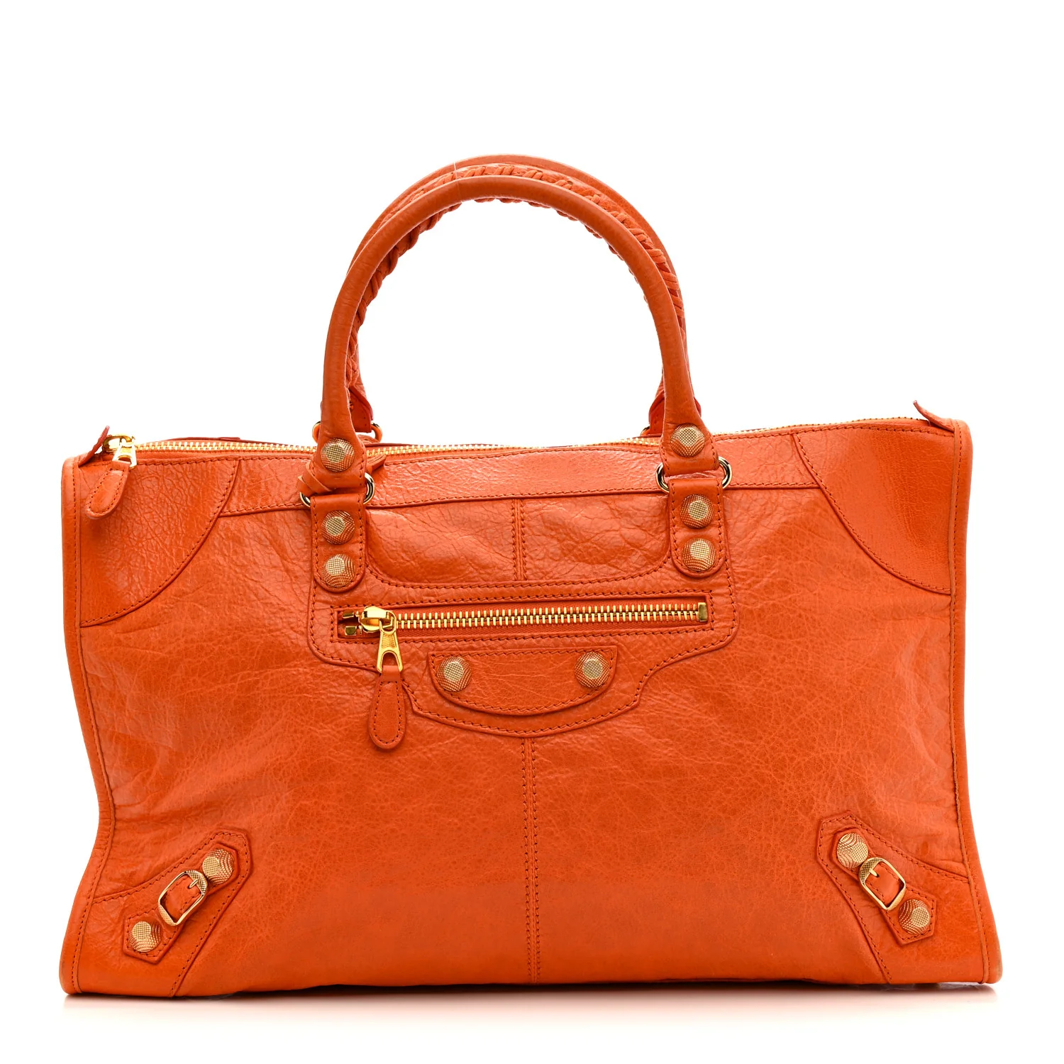 Agneau Giant 12 Gold Hardware Work Tangerine