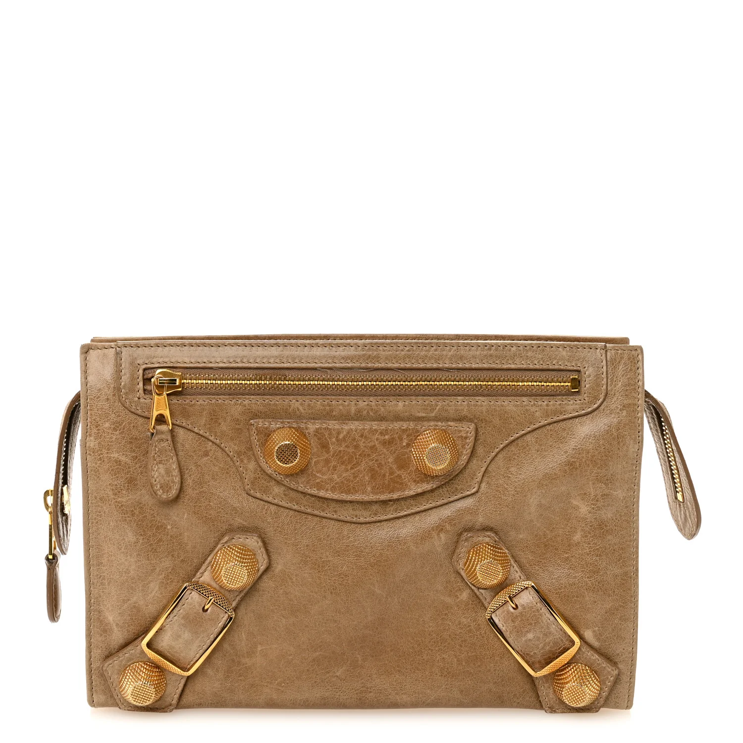 Agneau Giant 21 Gold Hardware Mini Travel Clutch Oatmeal
