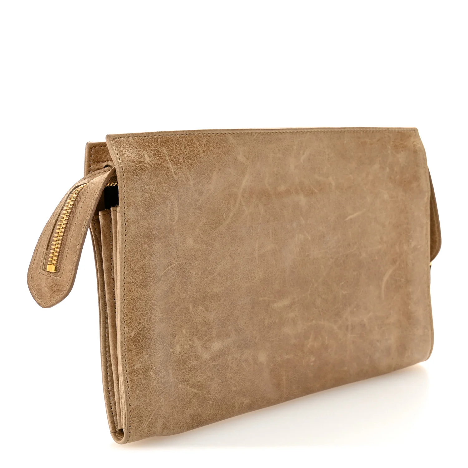 Agneau Giant 21 Gold Hardware Mini Travel Clutch Oatmeal - Image 3