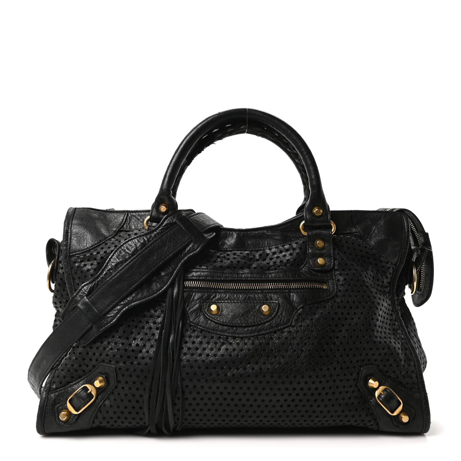 Agneau Laser Cut Cross Classic Gold Hardware City Black