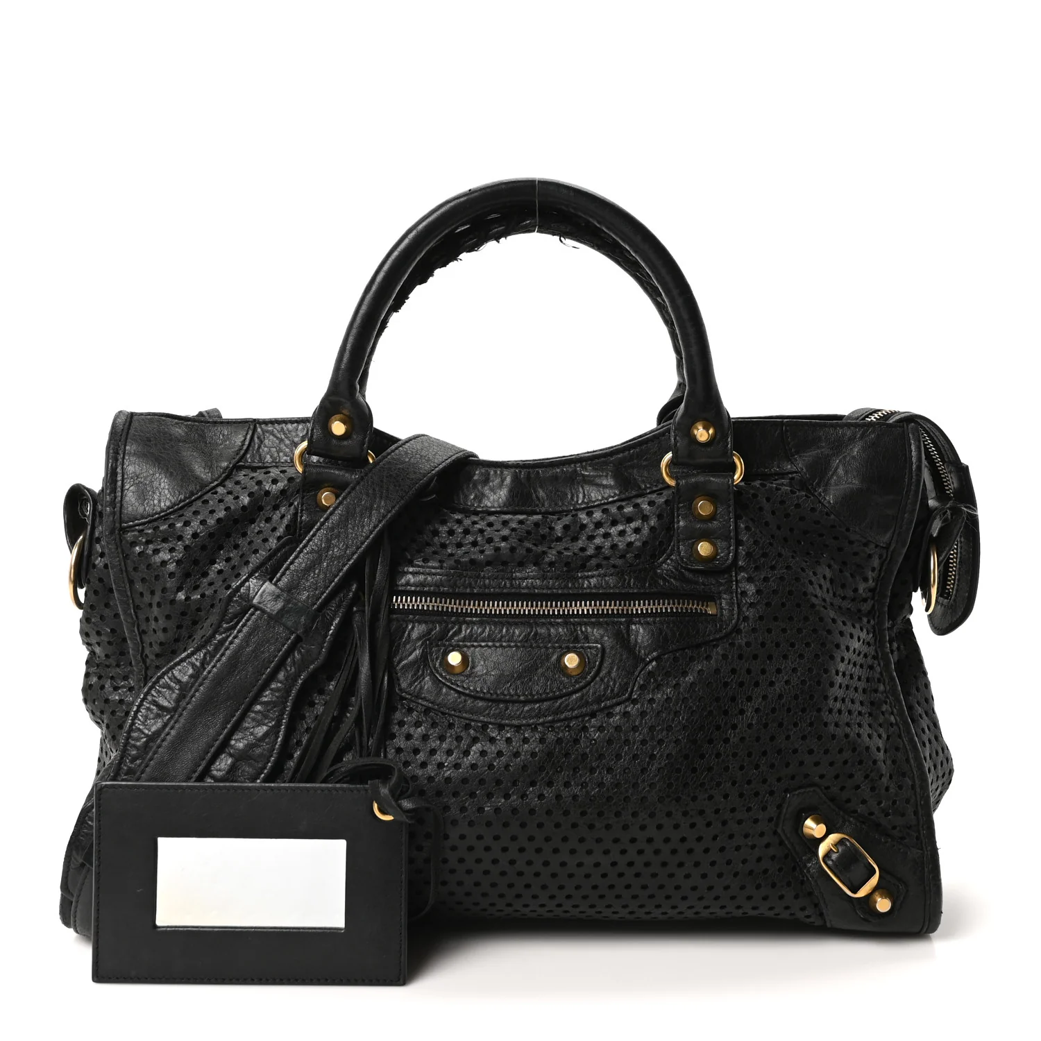 Agneau Laser Cut Cross Classic Gold Hardware City Black - Image 3