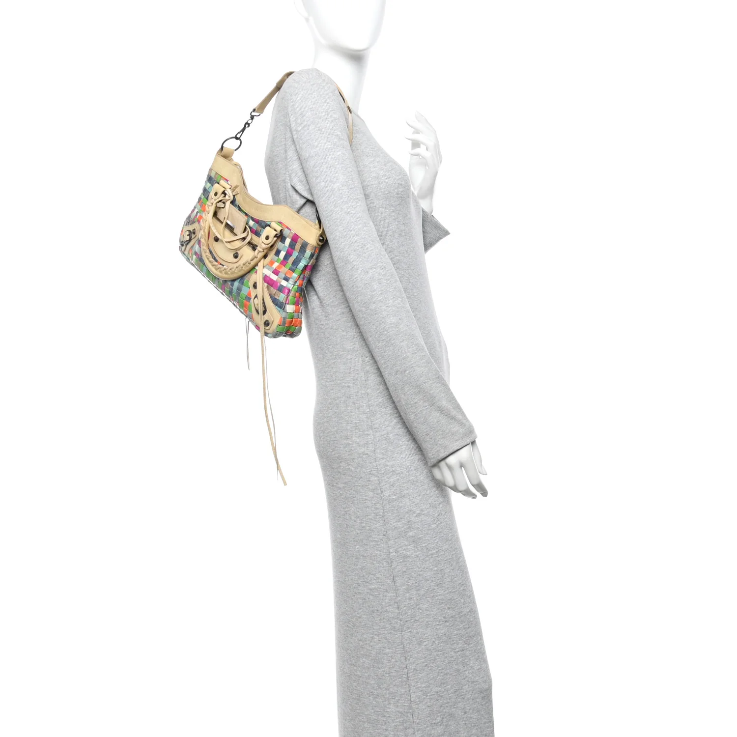 Agneau Lattice Woven Classic Hardware First Multicolor Praline - Image 2