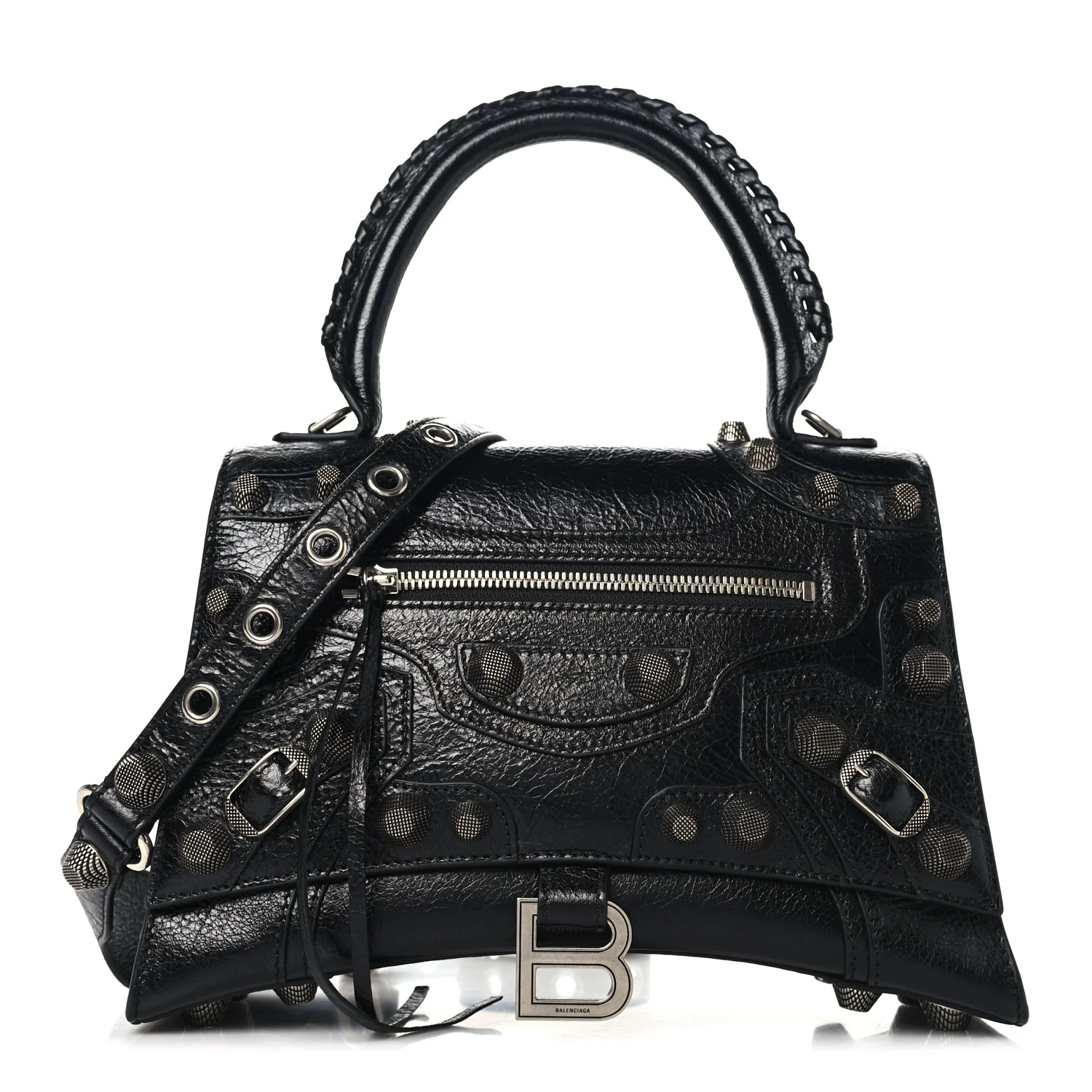 Arena Lambskin Medium Hourglass X Le Cagole Top Handle Bag Black