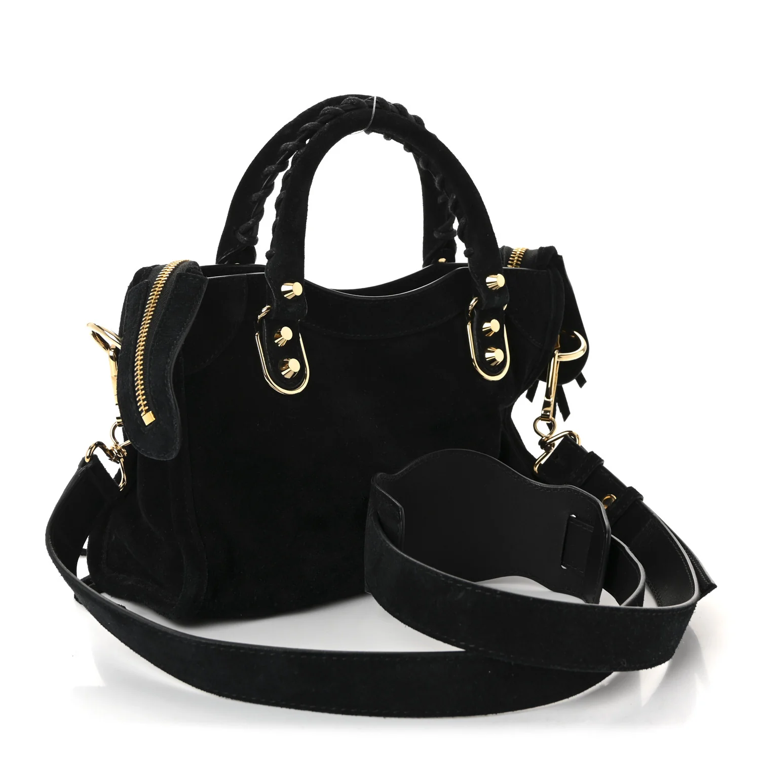 Baby Daim Suede Gold Metallic Edge Hardware Mini City Black - Image 3