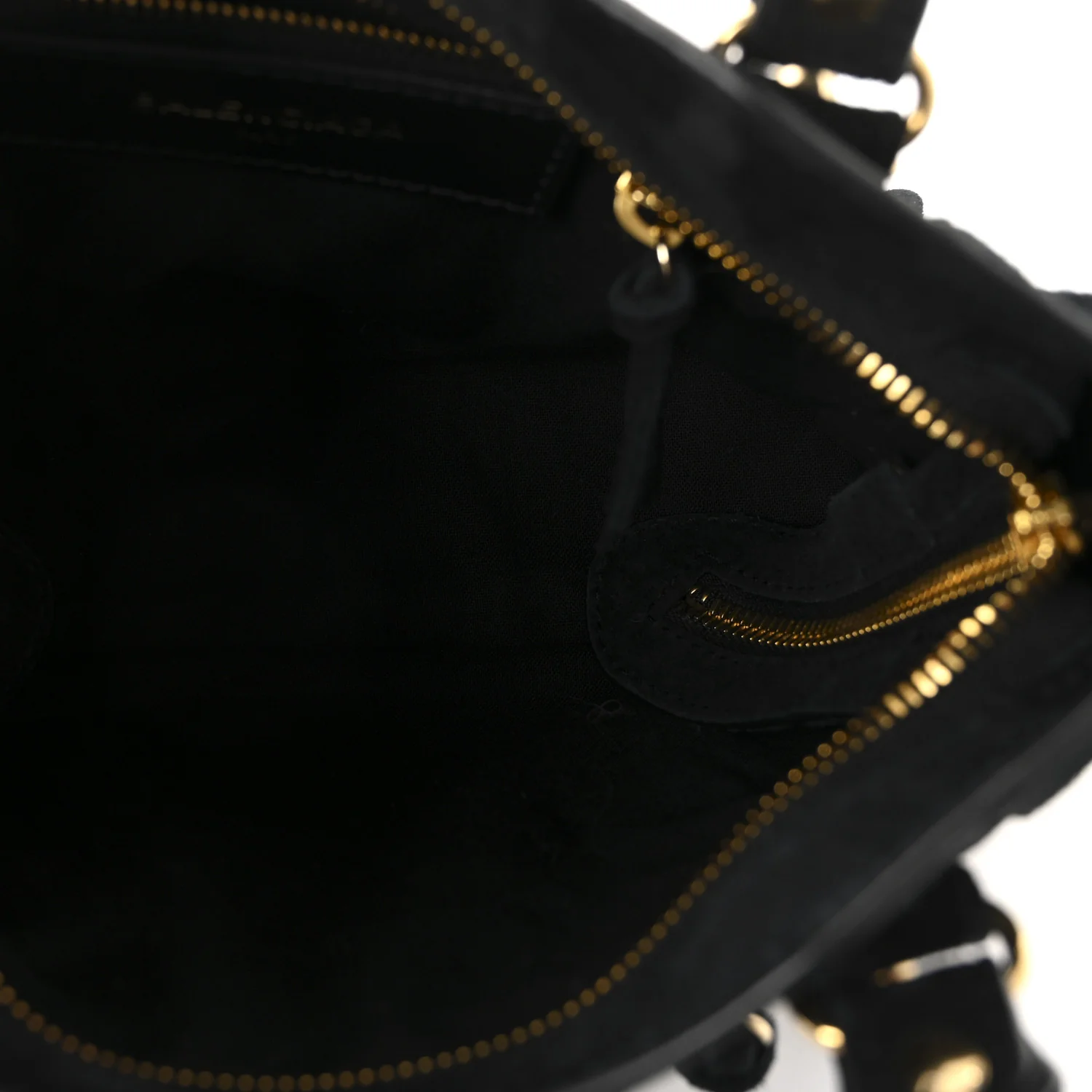 Baby Daim Suede Gold Metallic Edge Hardware Mini City Black - Image 5