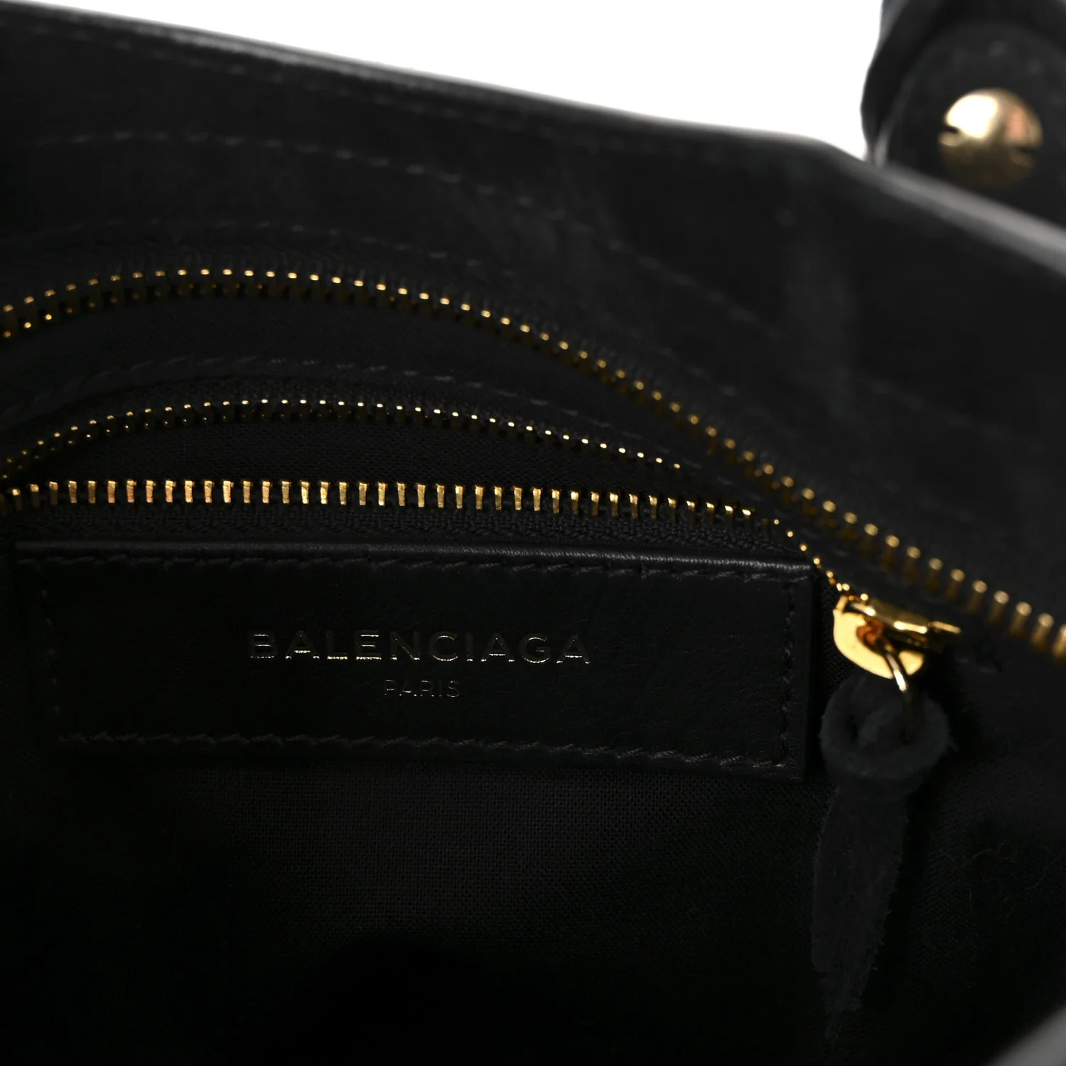 Baby Daim Suede Gold Metallic Edge Hardware Mini City Black - Image 6
