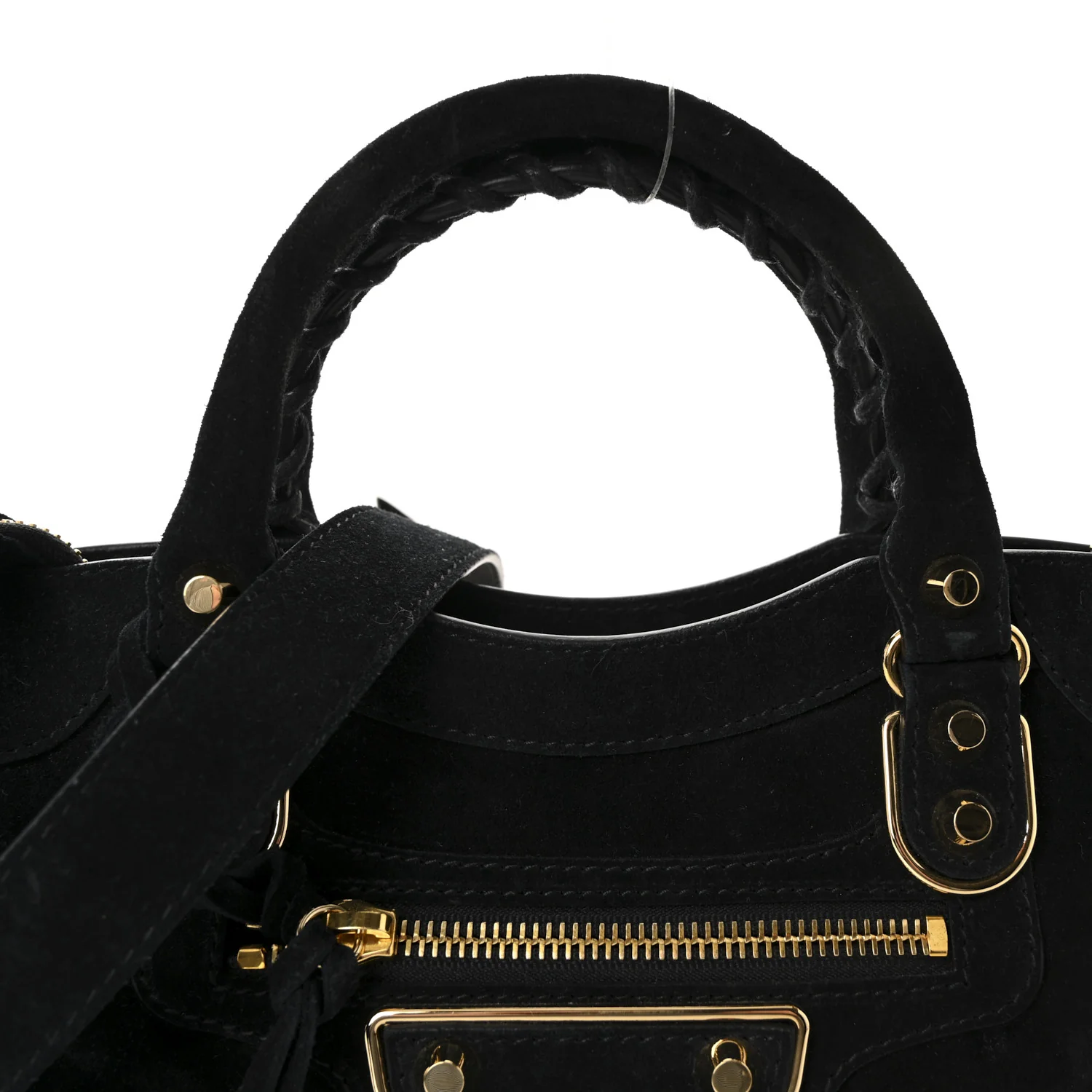 Baby Daim Suede Gold Metallic Edge Hardware Mini City Black - Image 7