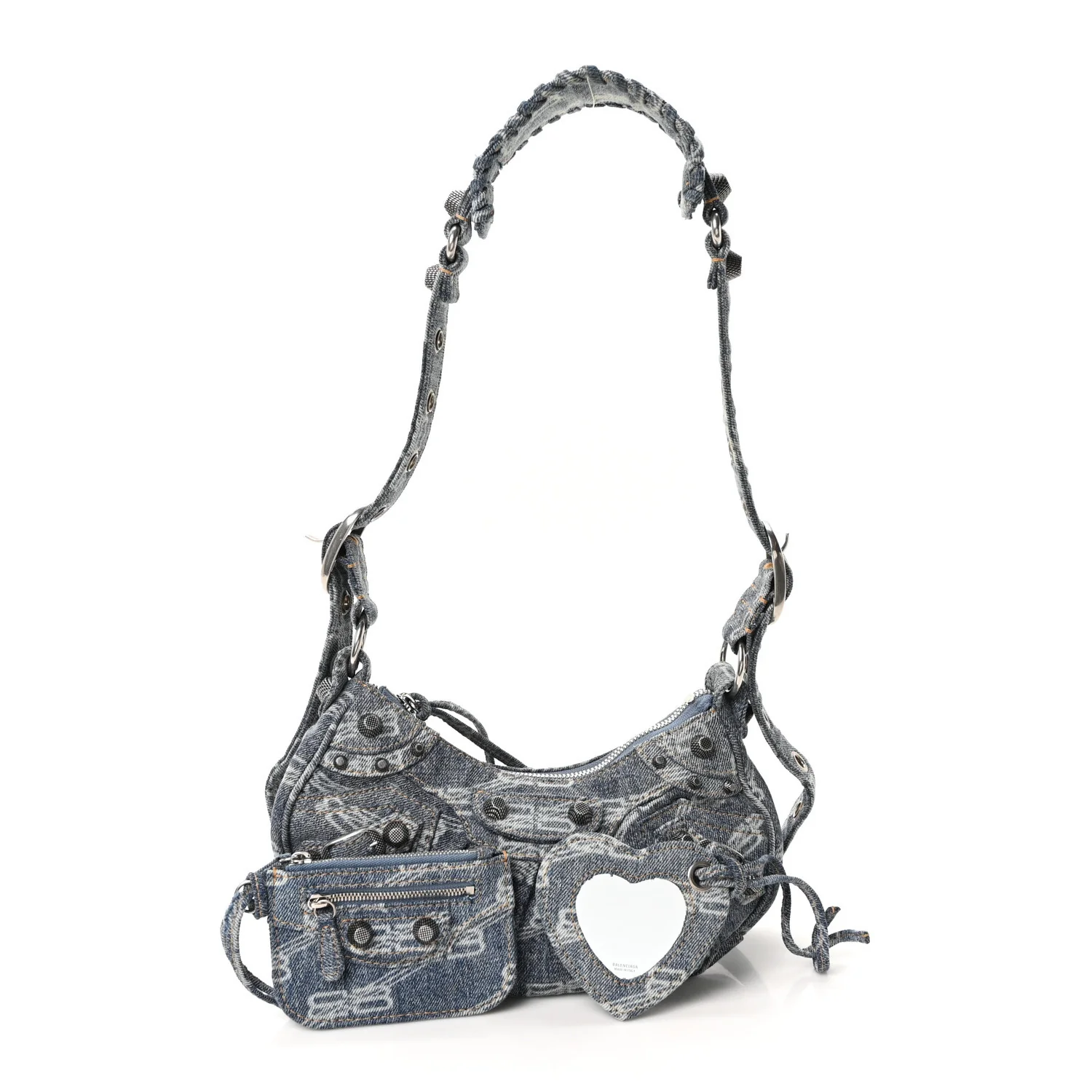Bleached Denim BB Monogram Le Cagole Shoulder Bag XS Blue - Image 3