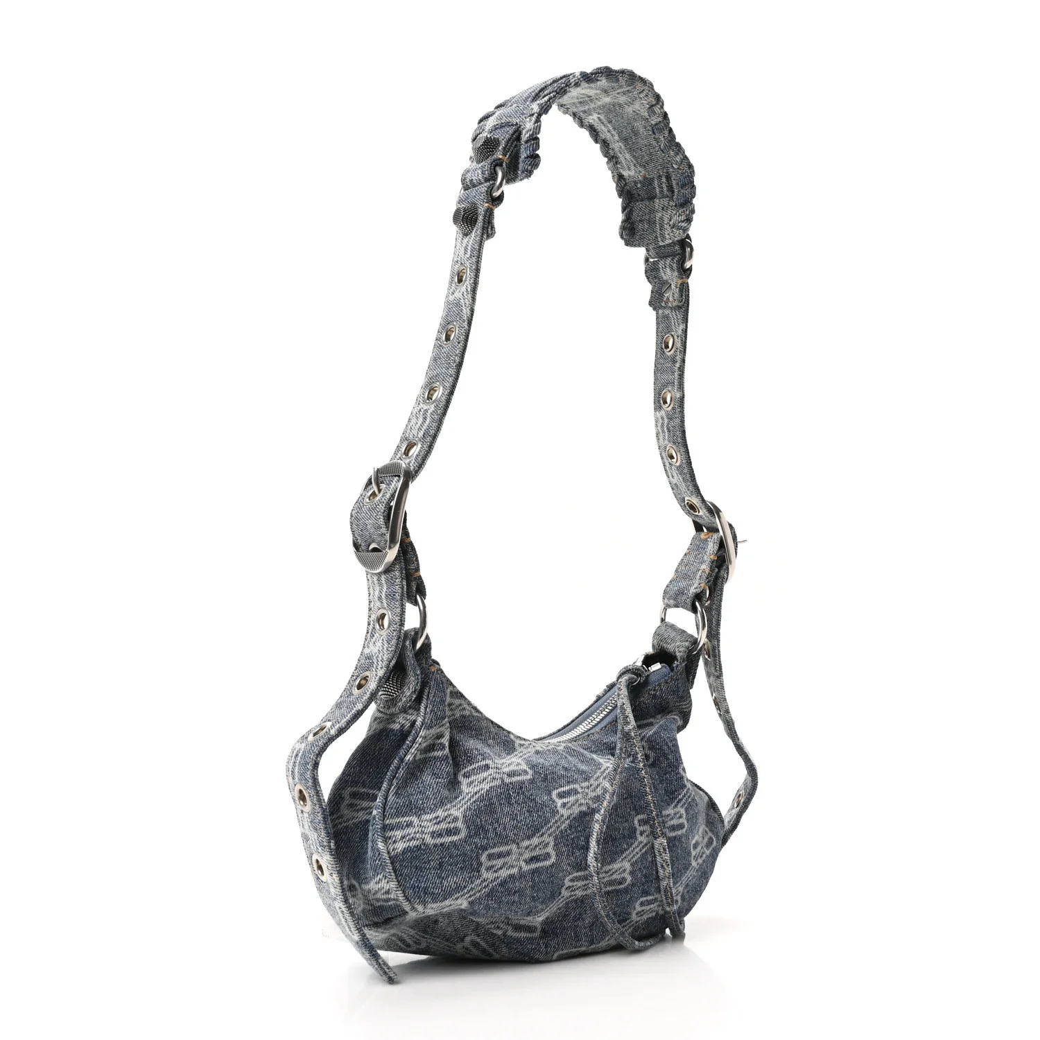 Bleached Denim BB Monogram Le Cagole Shoulder Bag XS Blue - Image 4