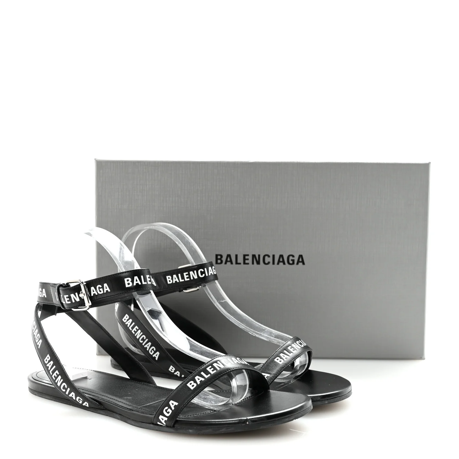 Calfskin Allover Logo Flat Sandals 39.5 Black White - Image 10