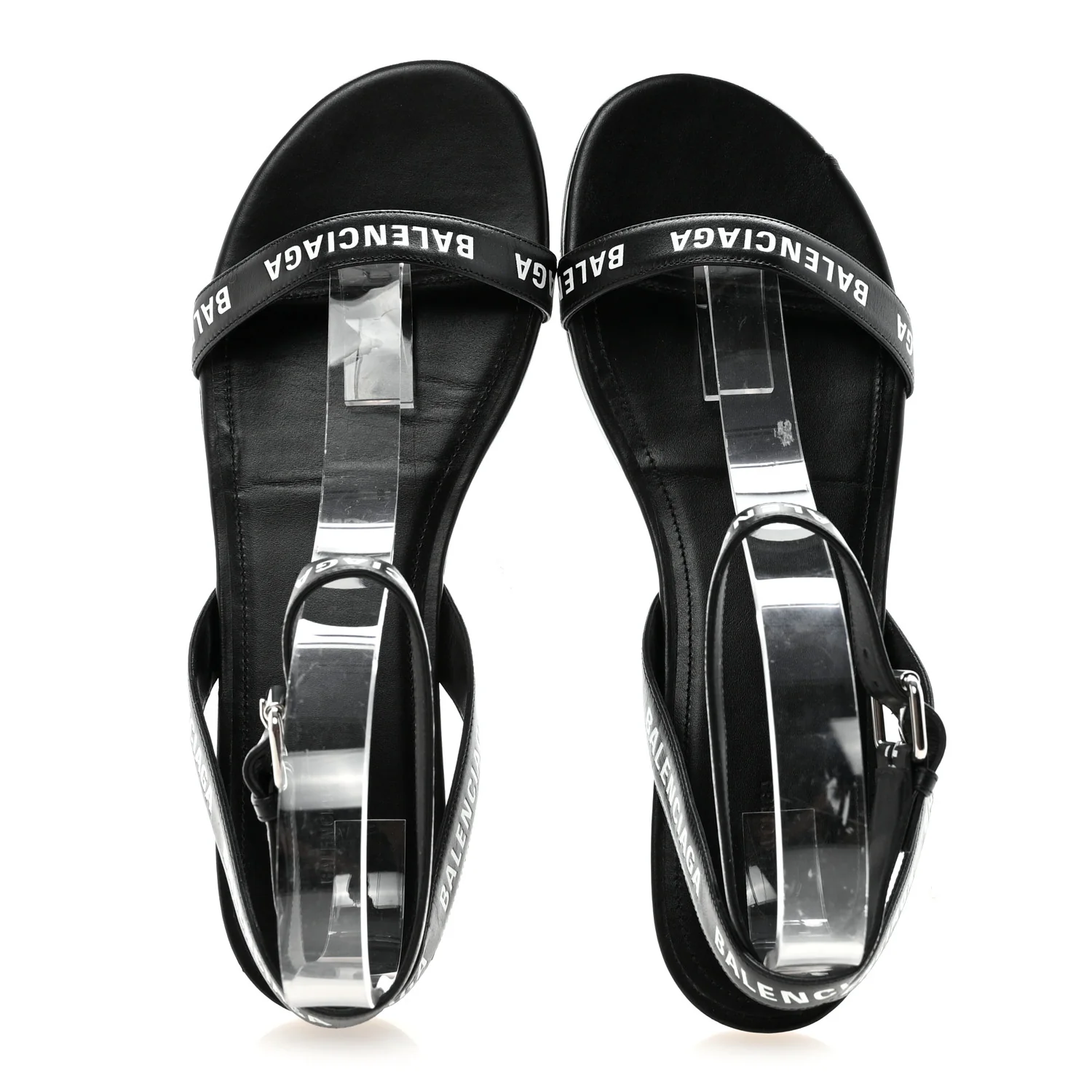 Calfskin Allover Logo Flat Sandals 39.5 Black White - Image 2