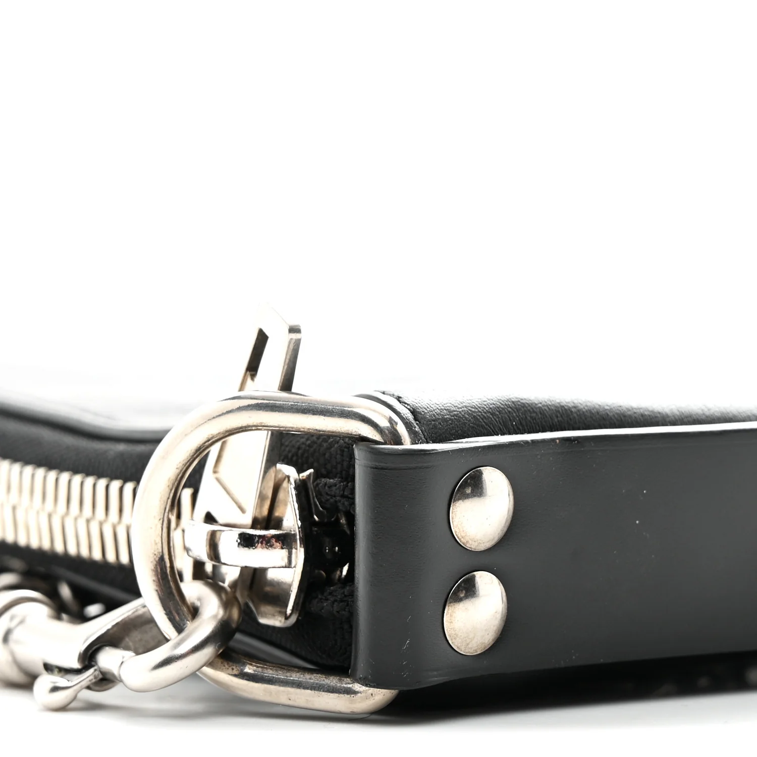 Calfskin Chain Cuff Wristlet Wallet Black - Image 18