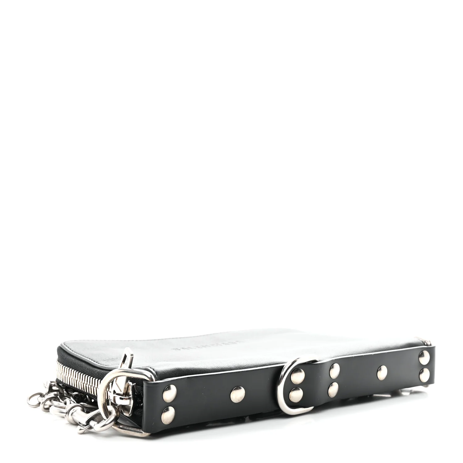 Calfskin Chain Cuff Wristlet Wallet Black - Image 7