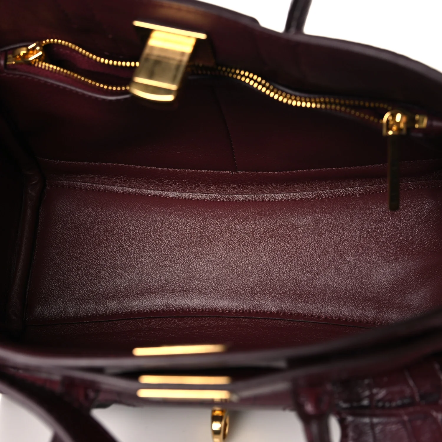 Calfskin Crocodile Embossed Mini Bel Air Carry All Bag Dark Burgundy - Image 5