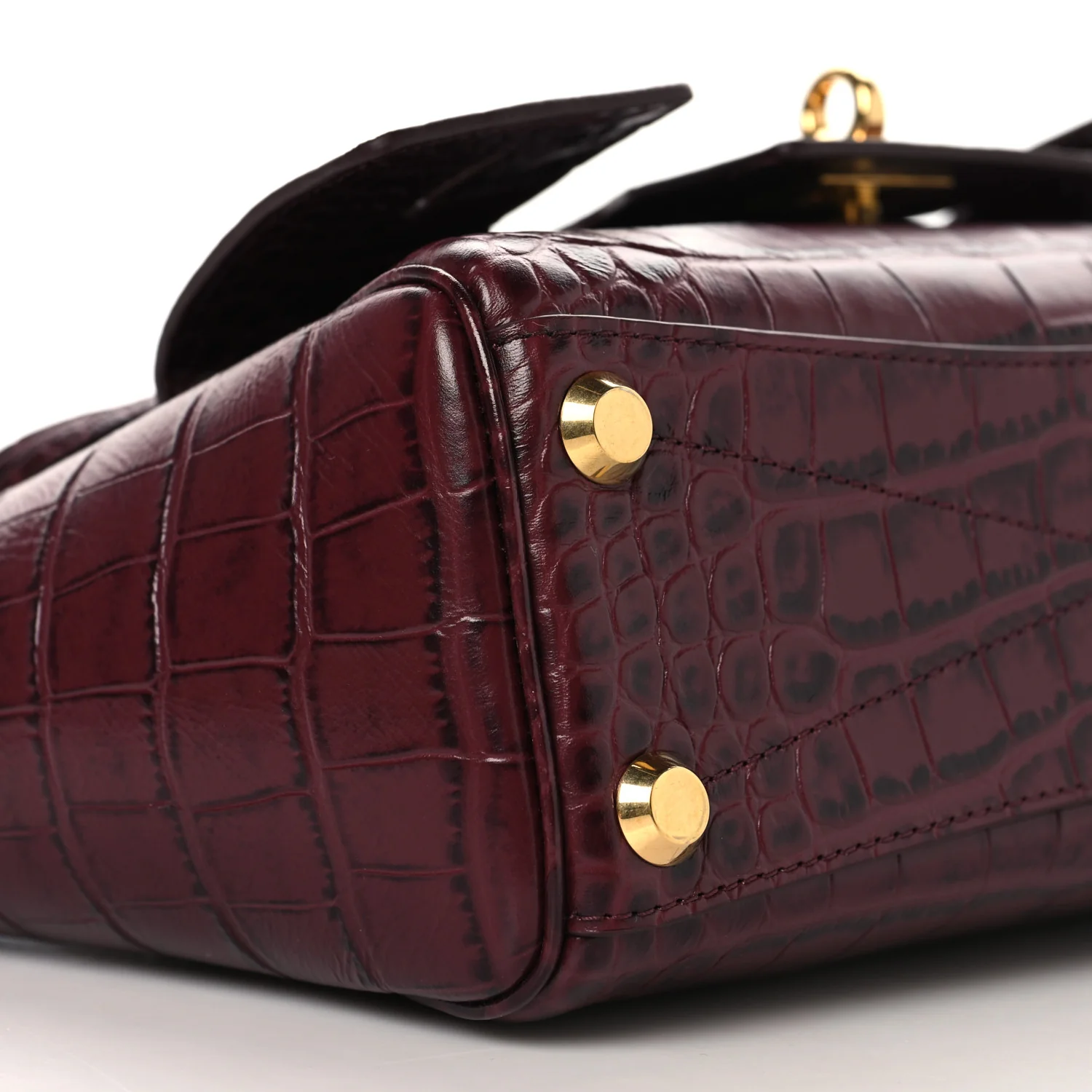 Calfskin Crocodile Embossed Mini Bel Air Carry All Bag Dark Burgundy - Image 8