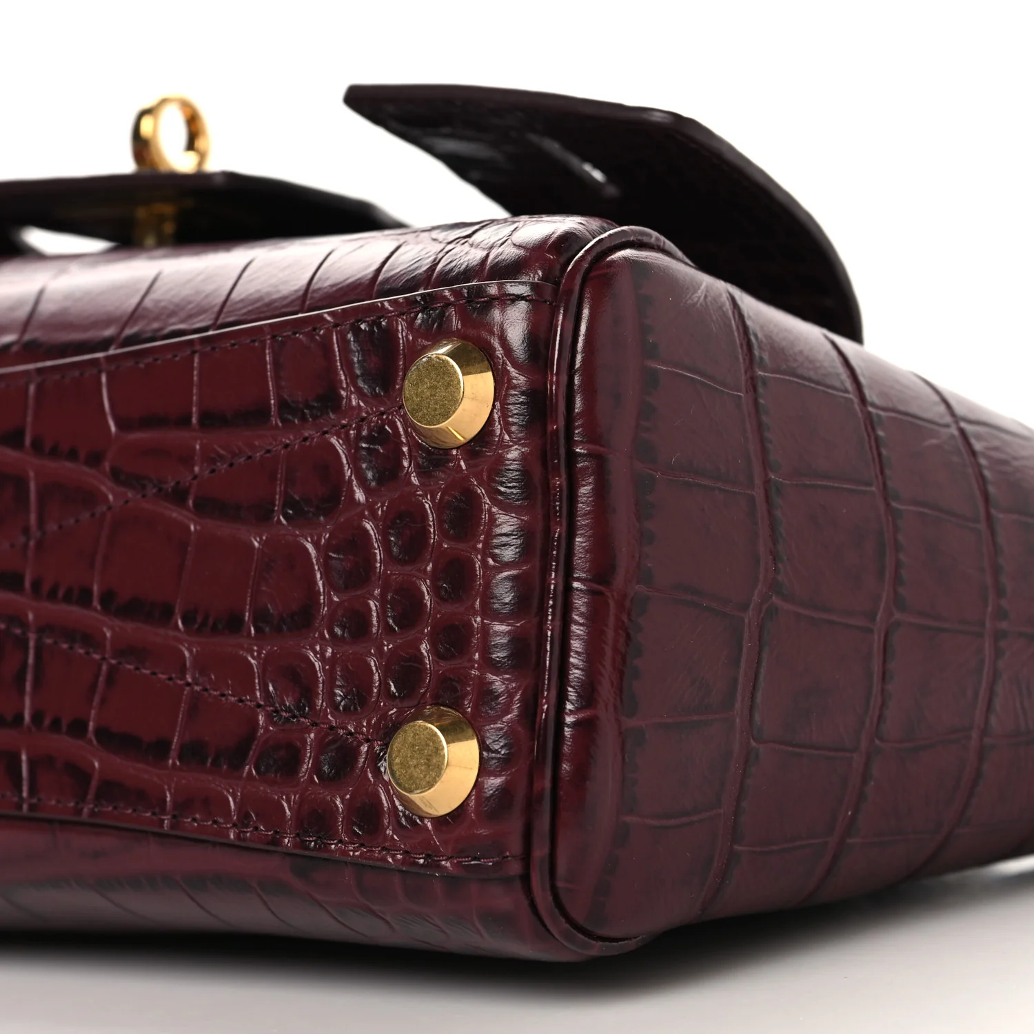 Calfskin Crocodile Embossed Mini Bel Air Carry All Bag Dark Burgundy - Image 9