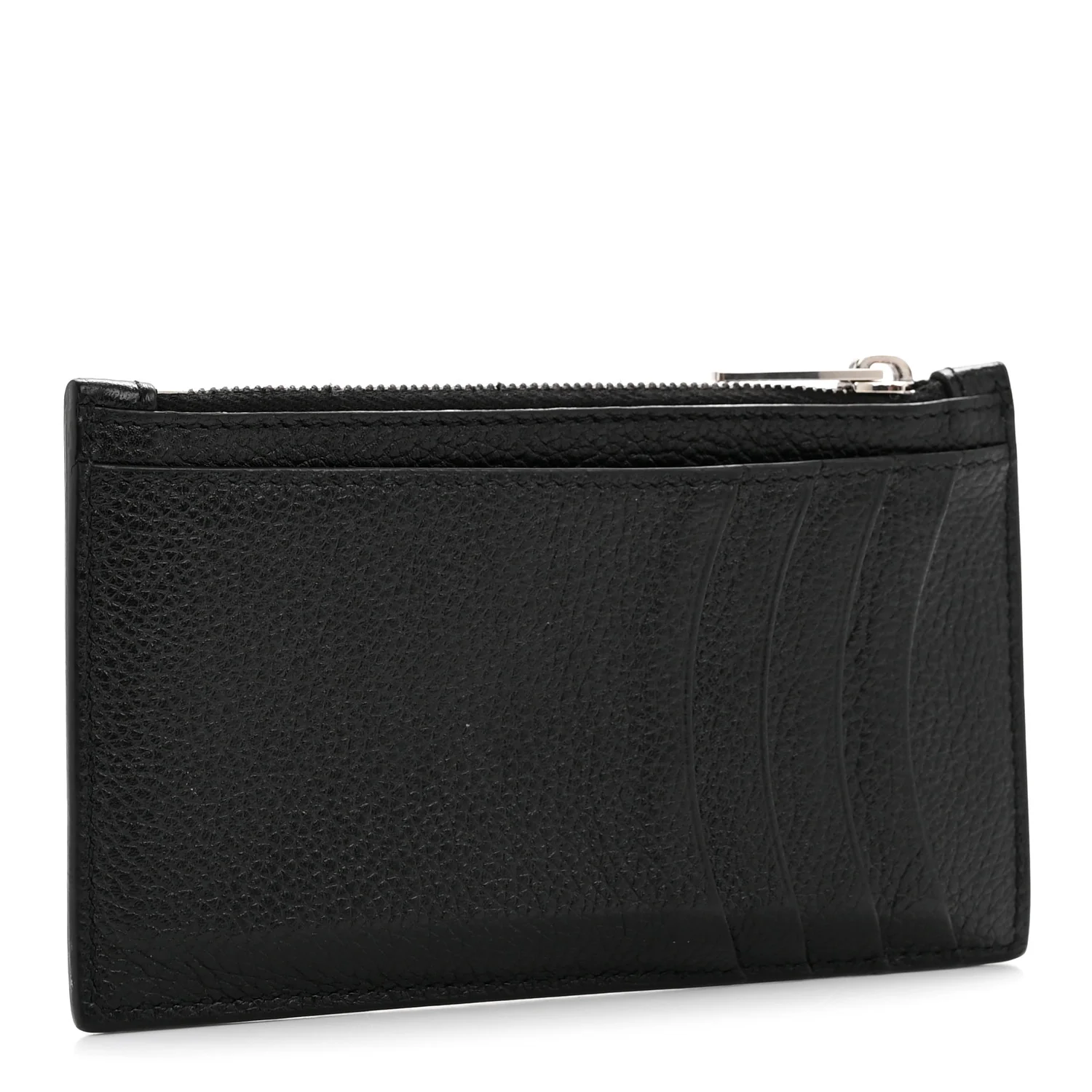 Calfskin Hourglass Long Coin Case Card Holder Black - Image 3