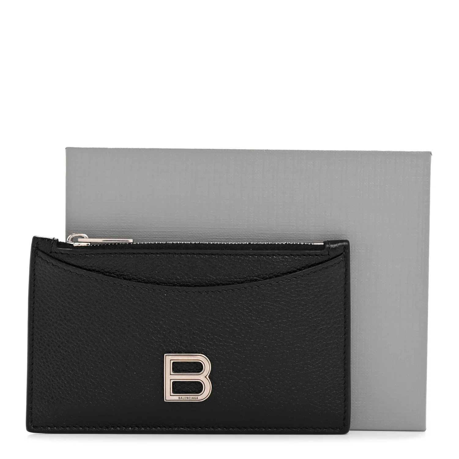 Calfskin Hourglass Long Coin Case Card Holder Black - Image 8