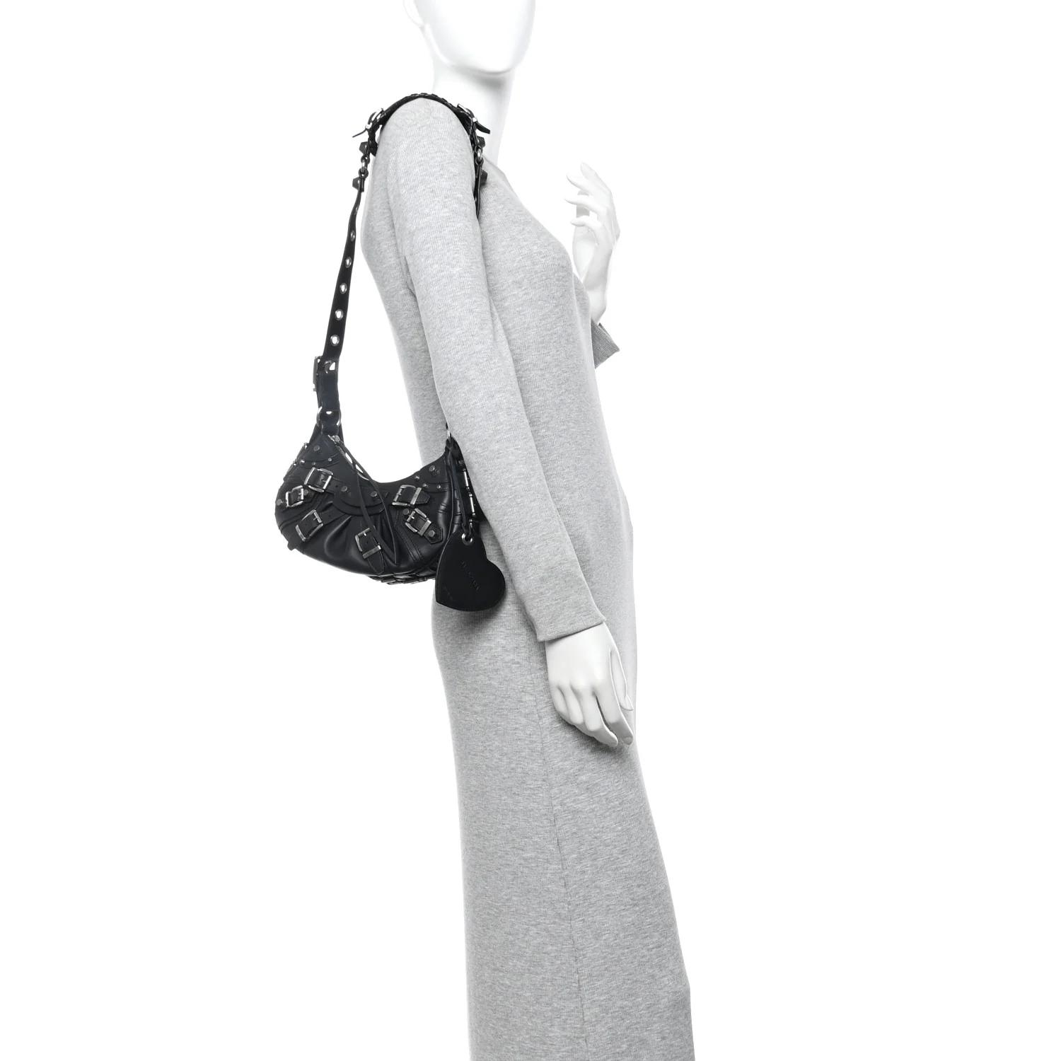 Calfskin Le Cagole With Buckles Shoulder Bag XS Black - Image 2