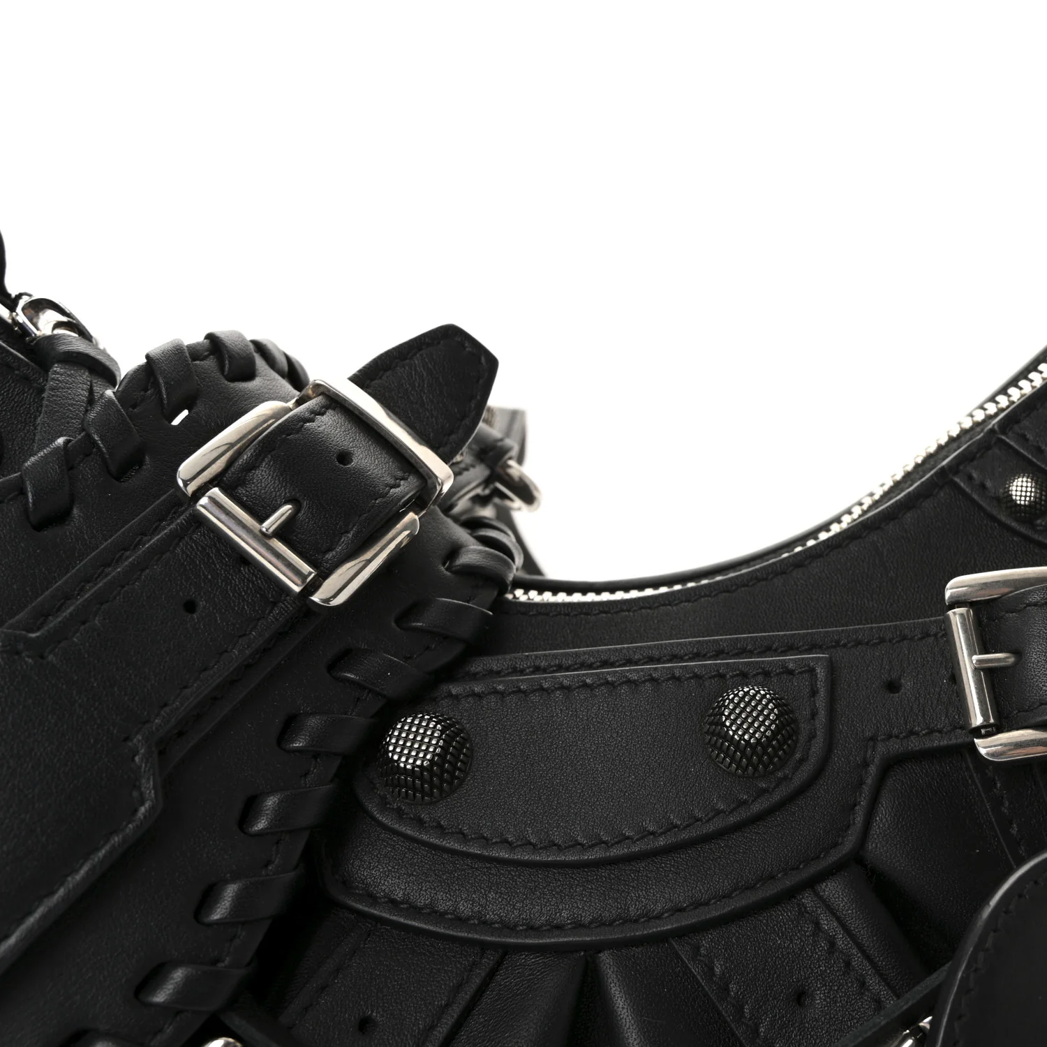 Calfskin Le Cagole With Buckles Shoulder Bag XS Black - Image 7